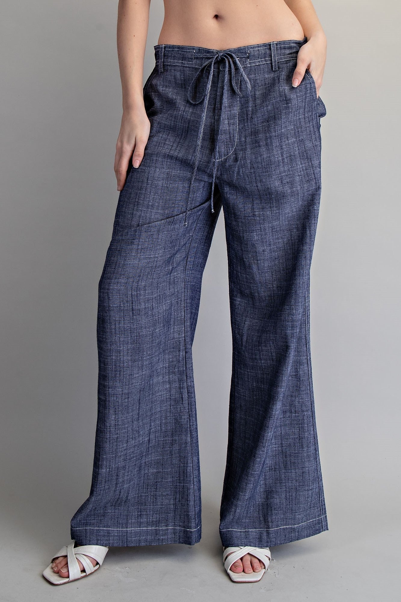 •SLOANE• drawstring waist linen blend pants