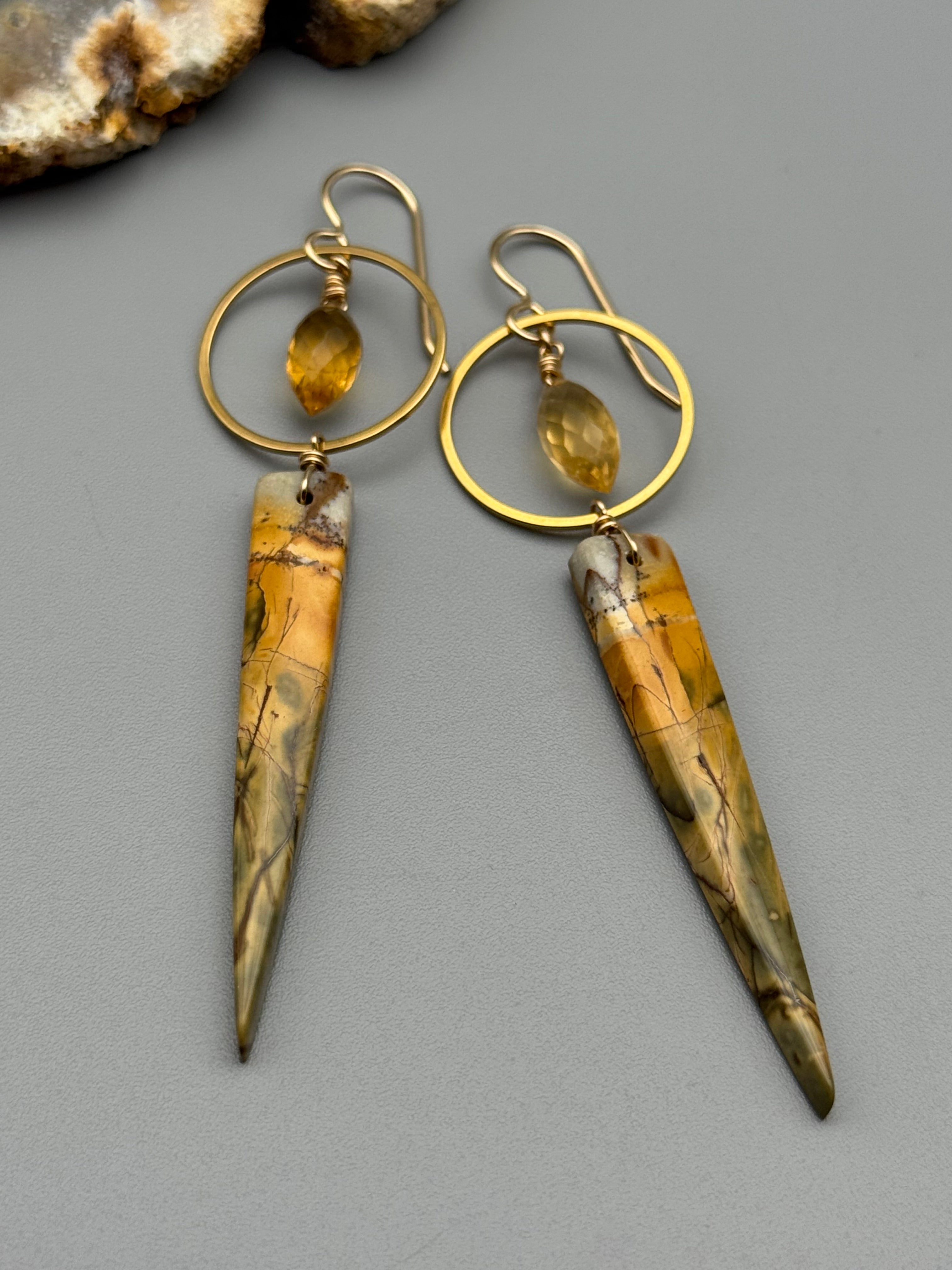 •LUNA• citrine + red creek jasper gold earrings