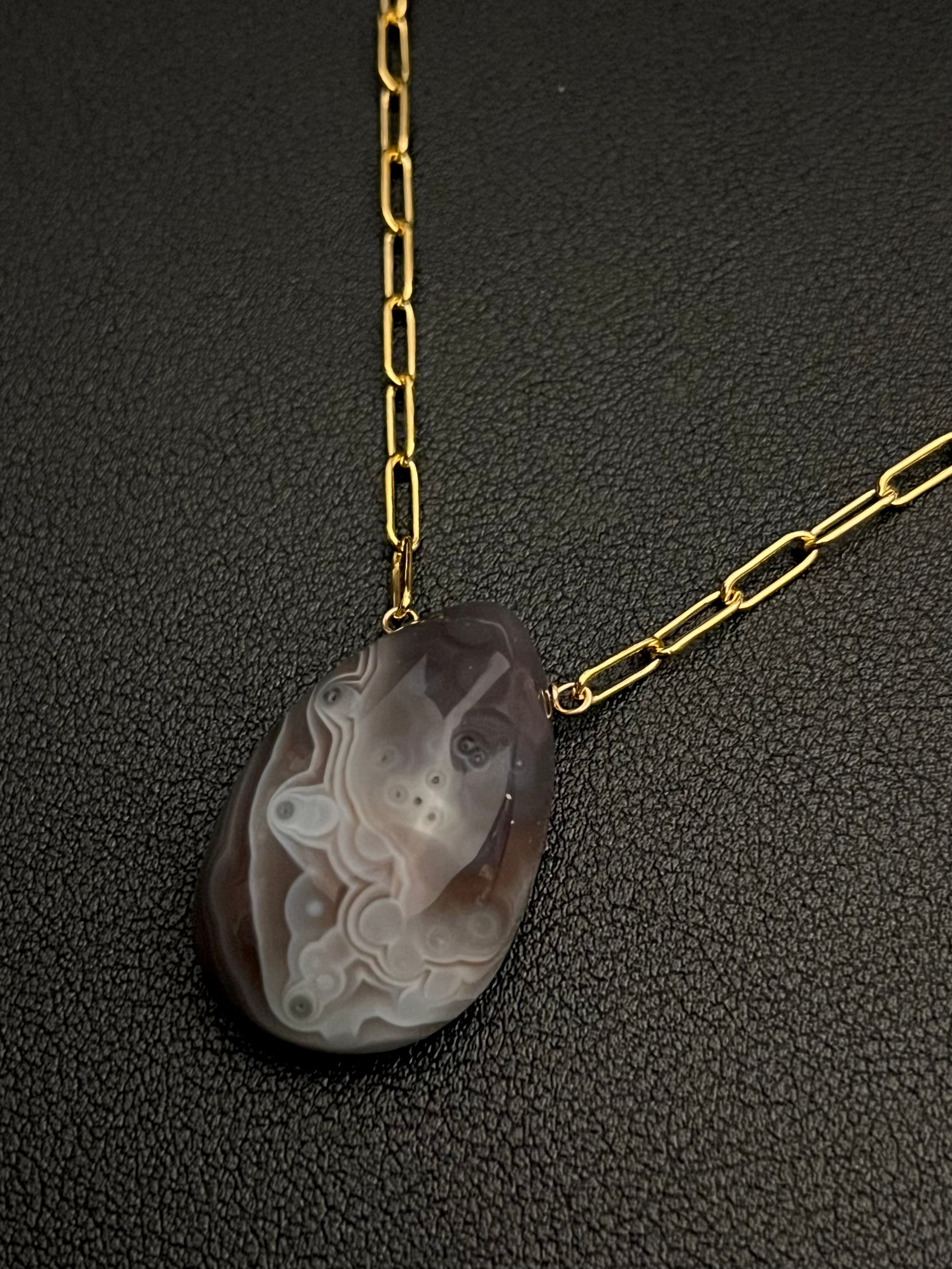 •AEON• botswana agate + gold necklace (18"-20")