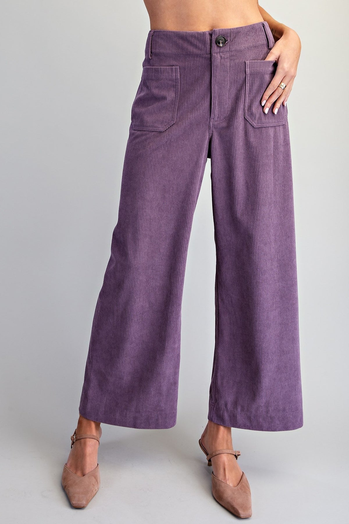 •CORDELIA - AMETHYST• corduroy cropped straight leg pants