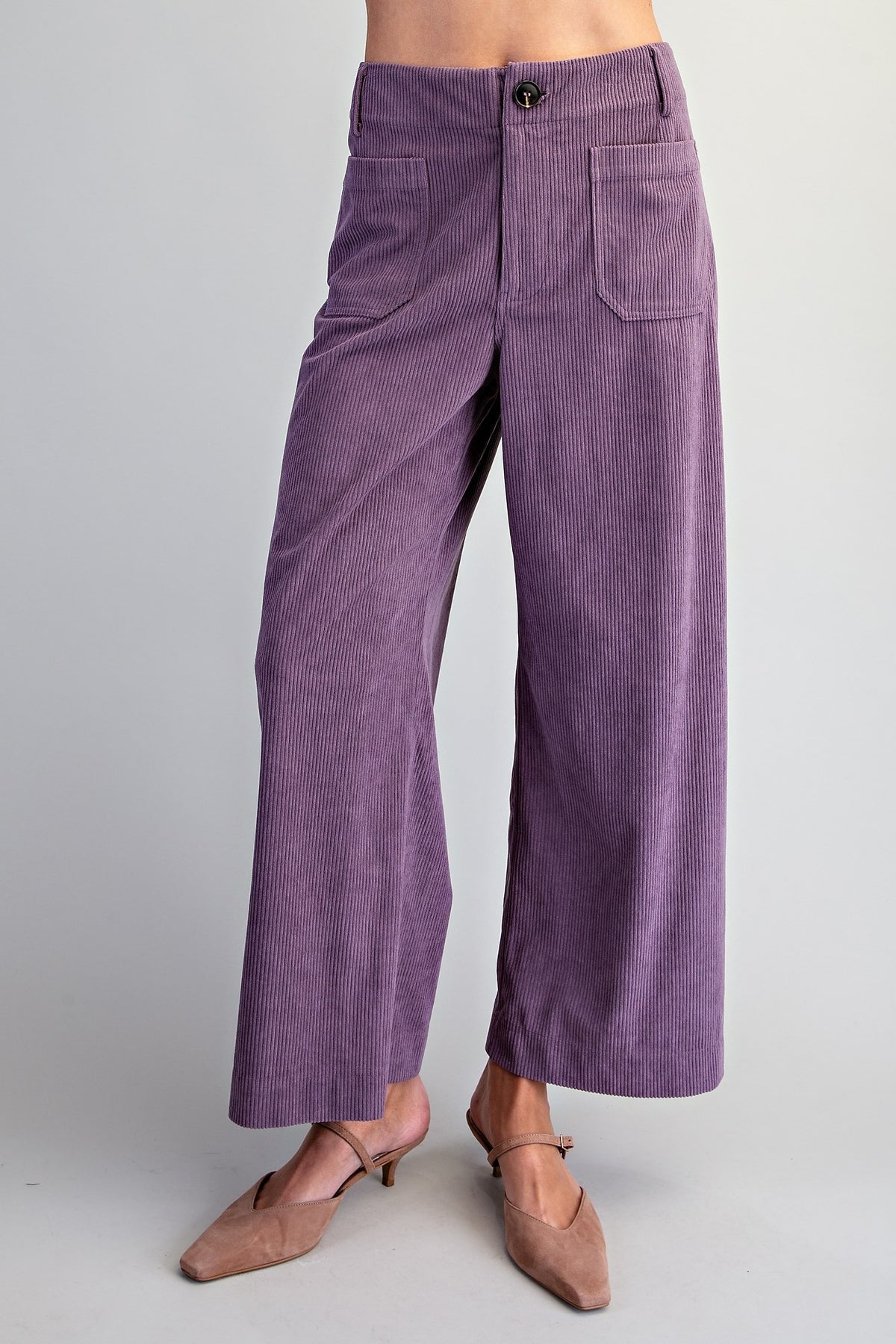•CORDELIA - AMETHYST• corduroy cropped straight leg pants