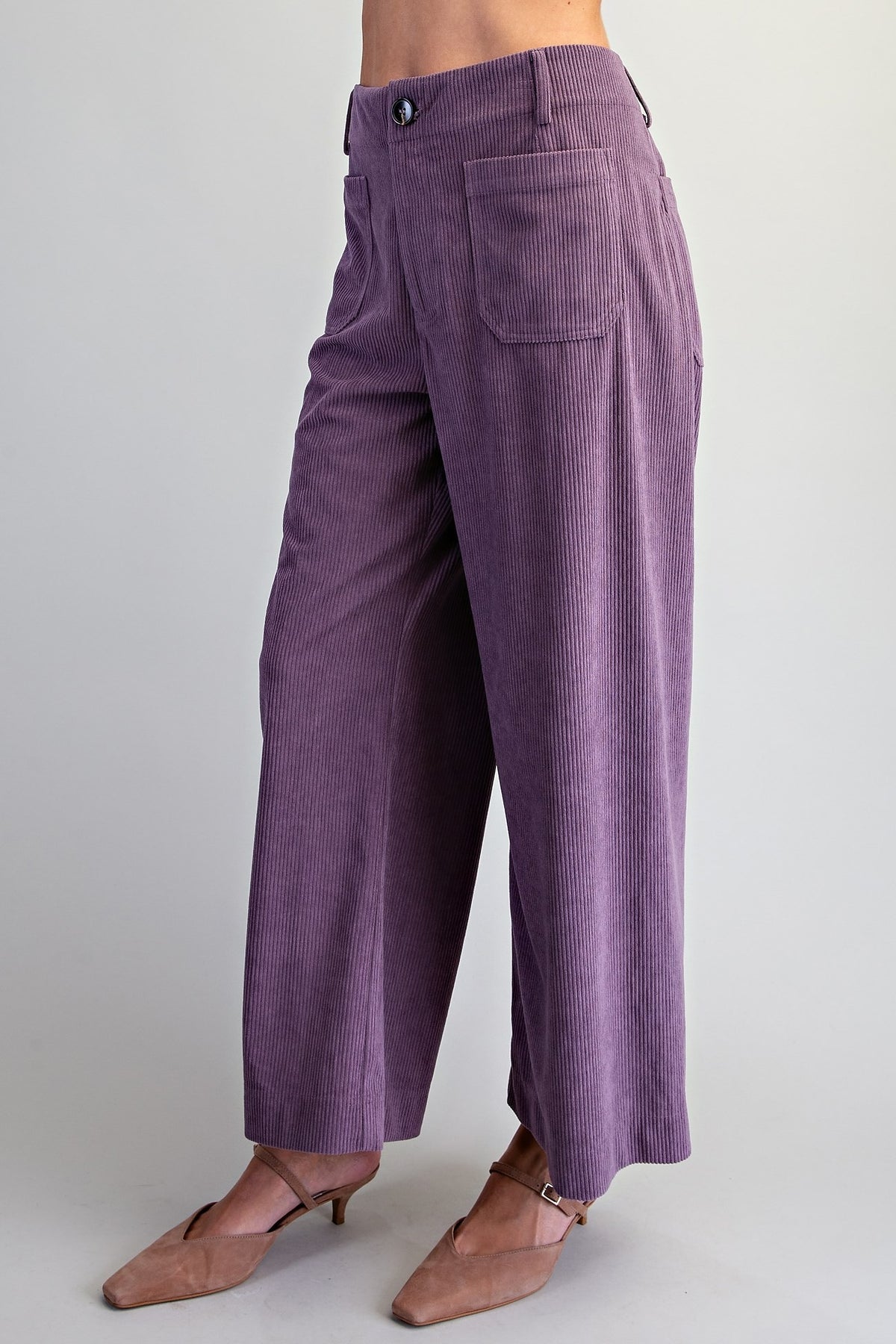 •CORDELIA - AMETHYST• corduroy cropped straight leg pants