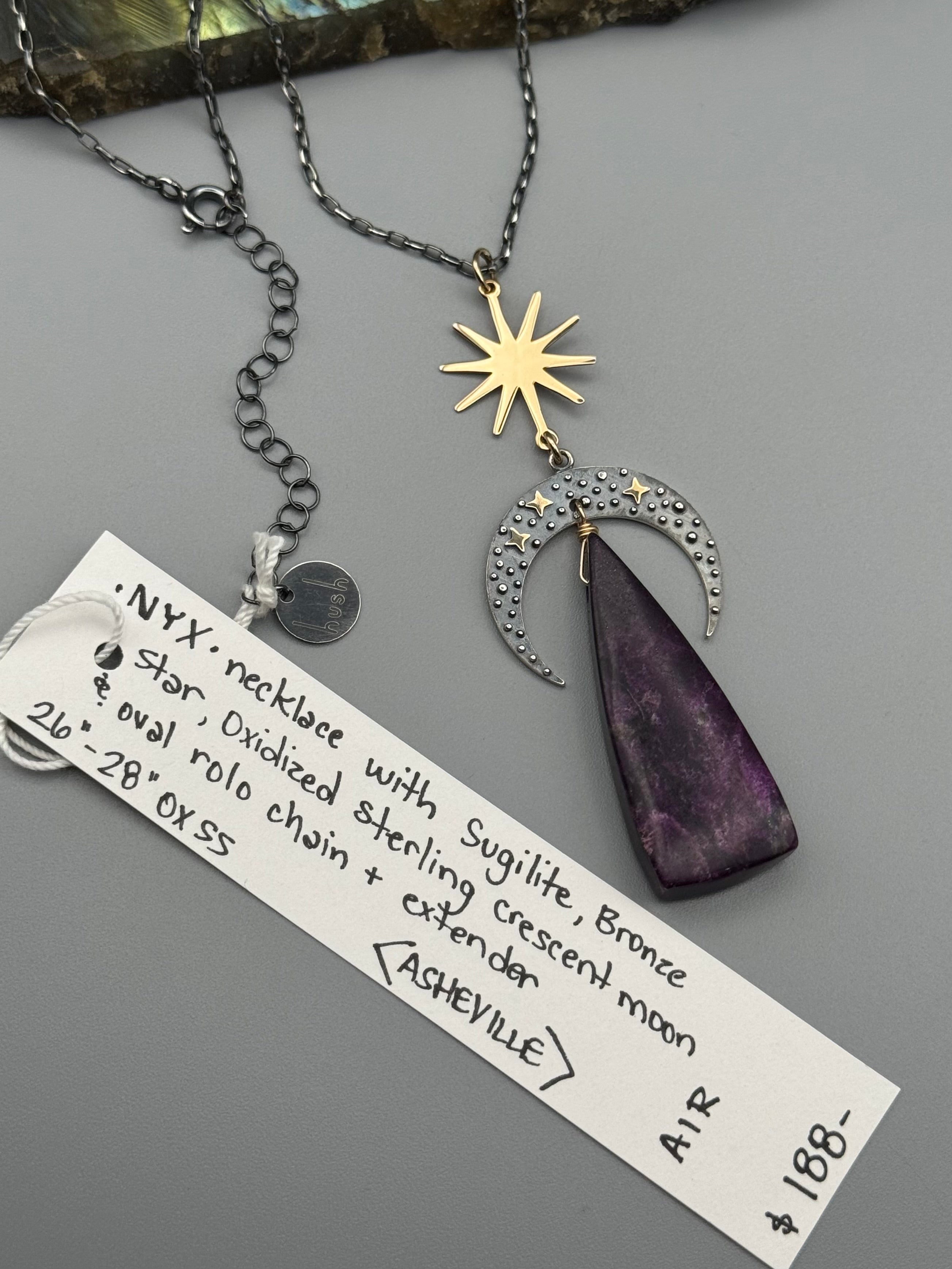 •NYX• sugilite + mixed metal necklace (26"-28" long)