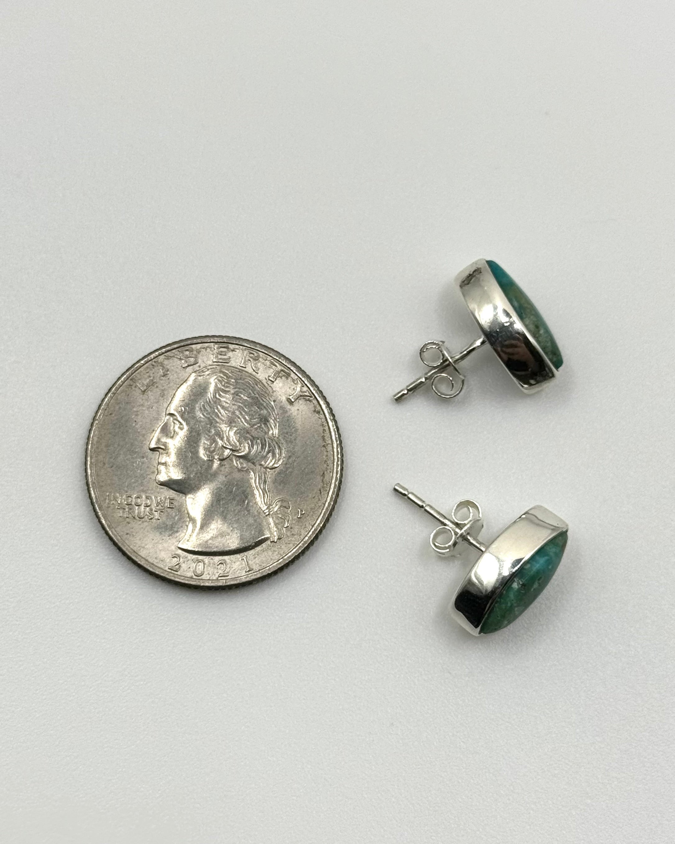 •PERUVIAN OPAL - EYE• silver bezel set stud earrings