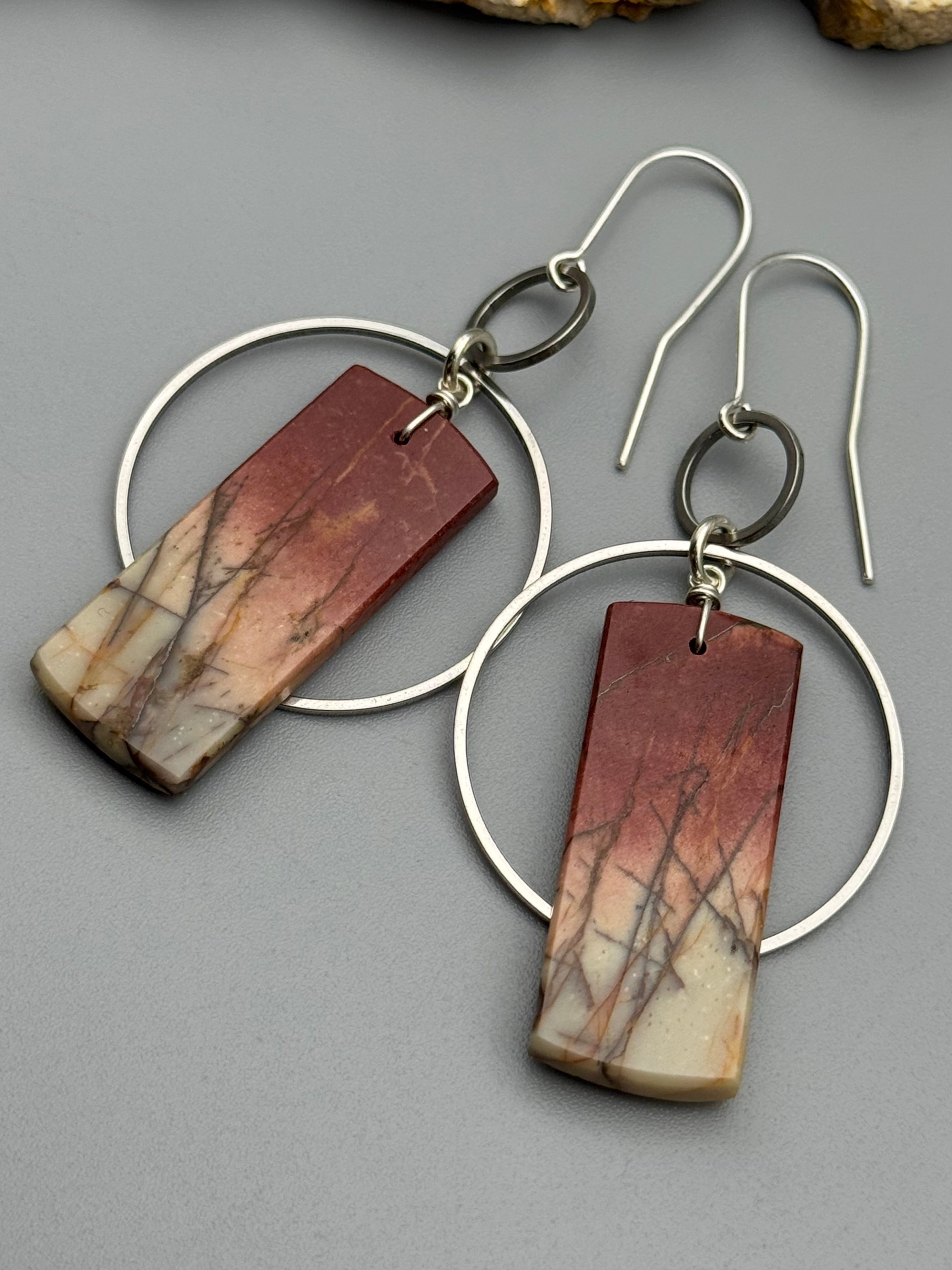 •EQUA-ORBIT• red creek jasper tower + silver earrings