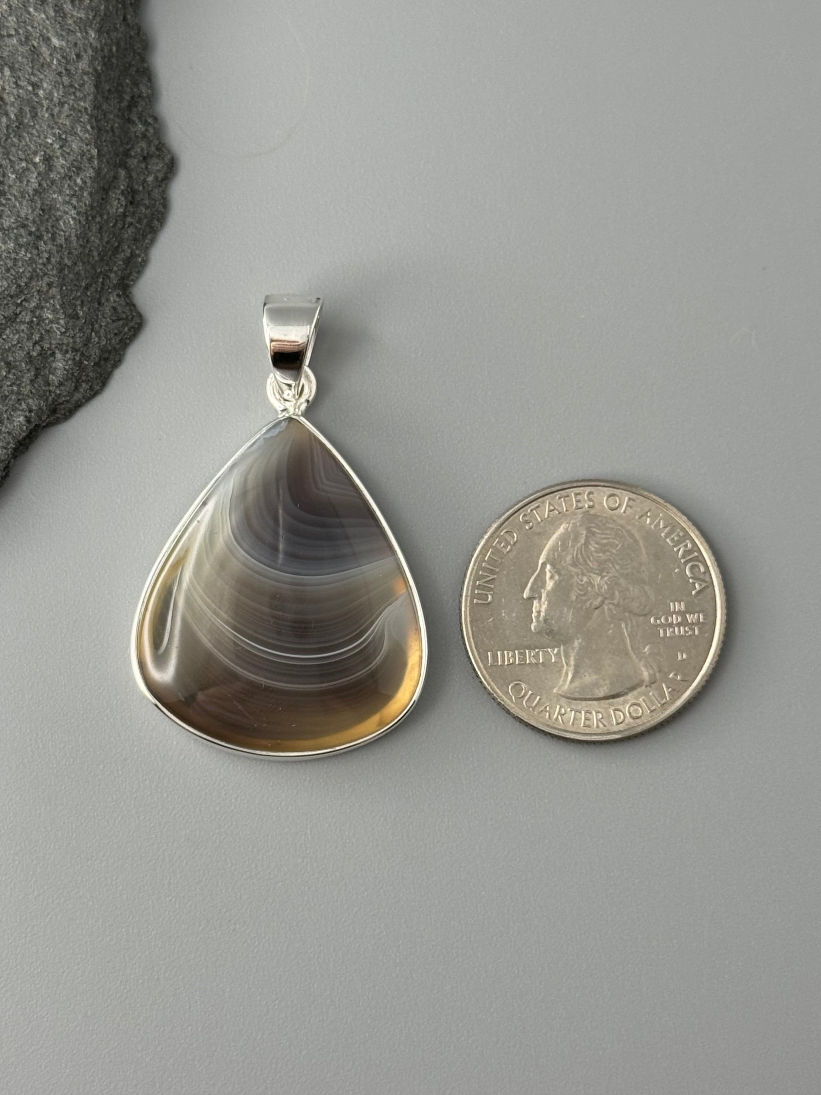•BOTSWANA AGATE - TEARDROP• sterling silver pendant