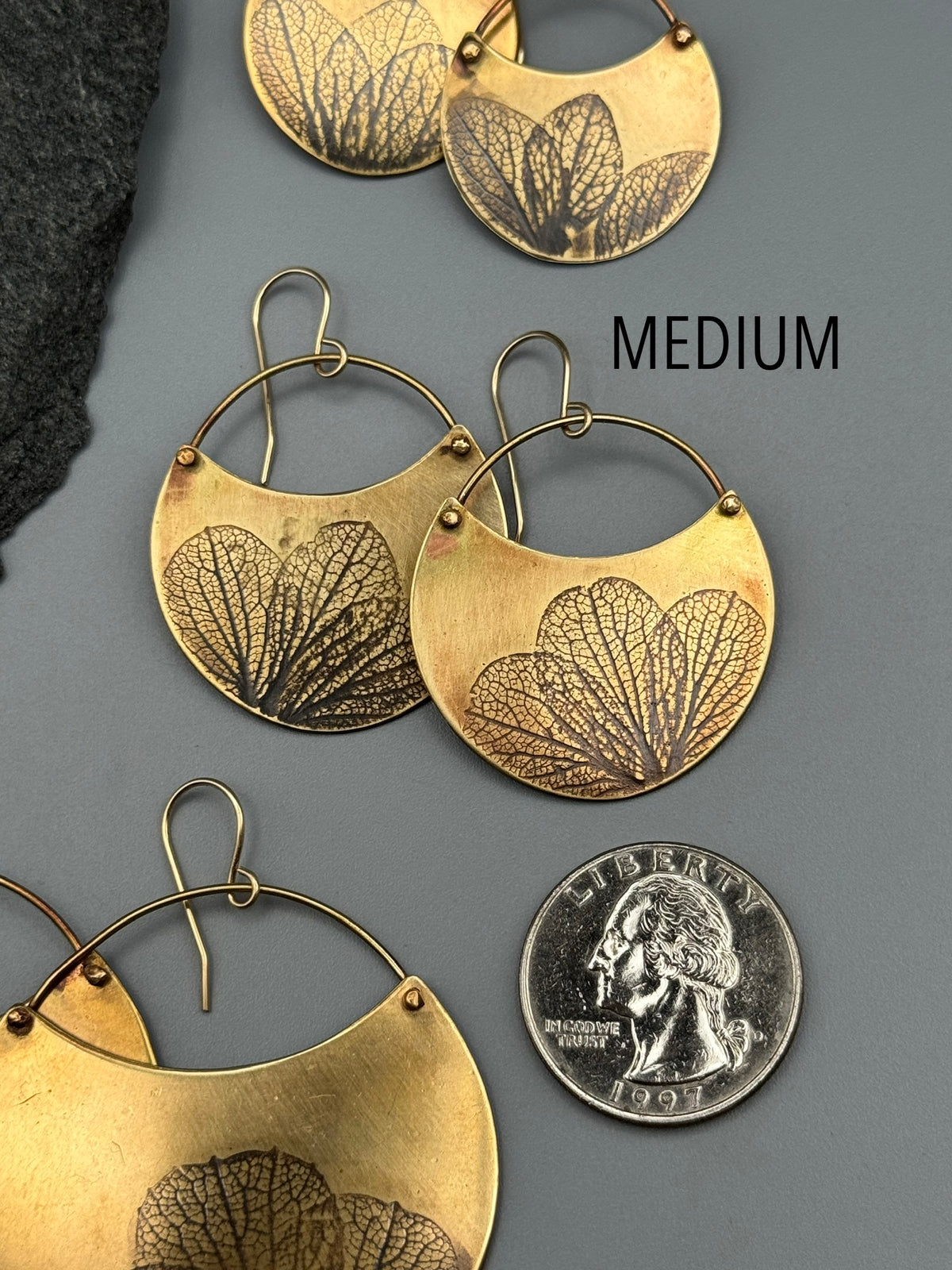 •HYDRANGEA CRESCENT• gold dangle earrings