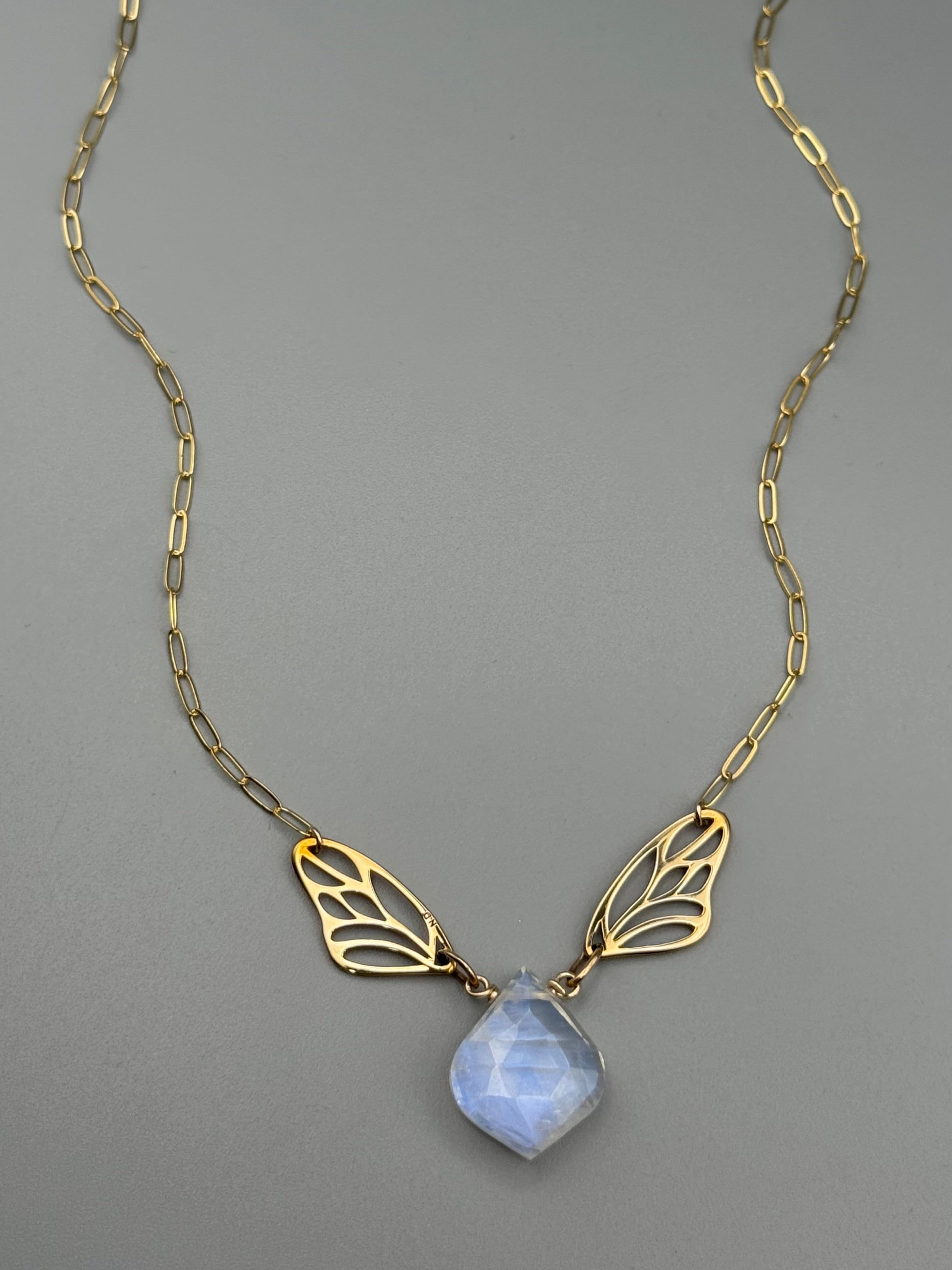 •METAMORPH• rainbow moonstone + gold necklace (16"-18" long)