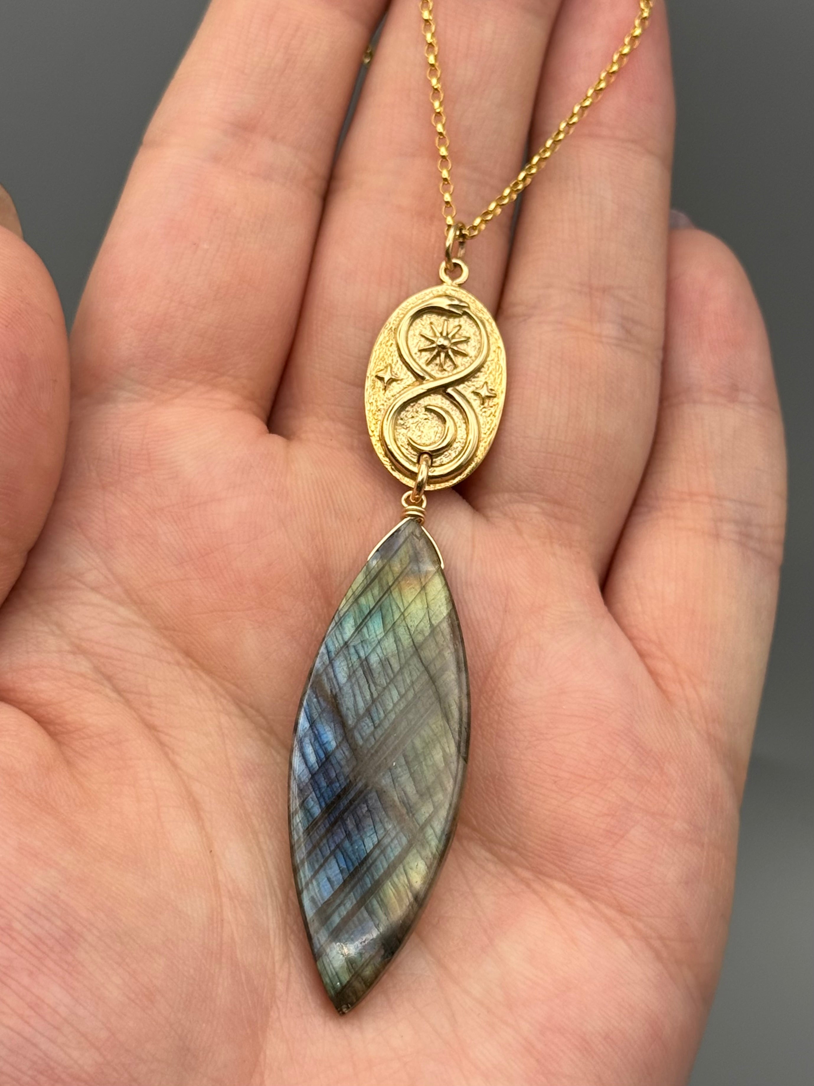 •NĀGA• labradorite + gold necklace (18"-20" long)