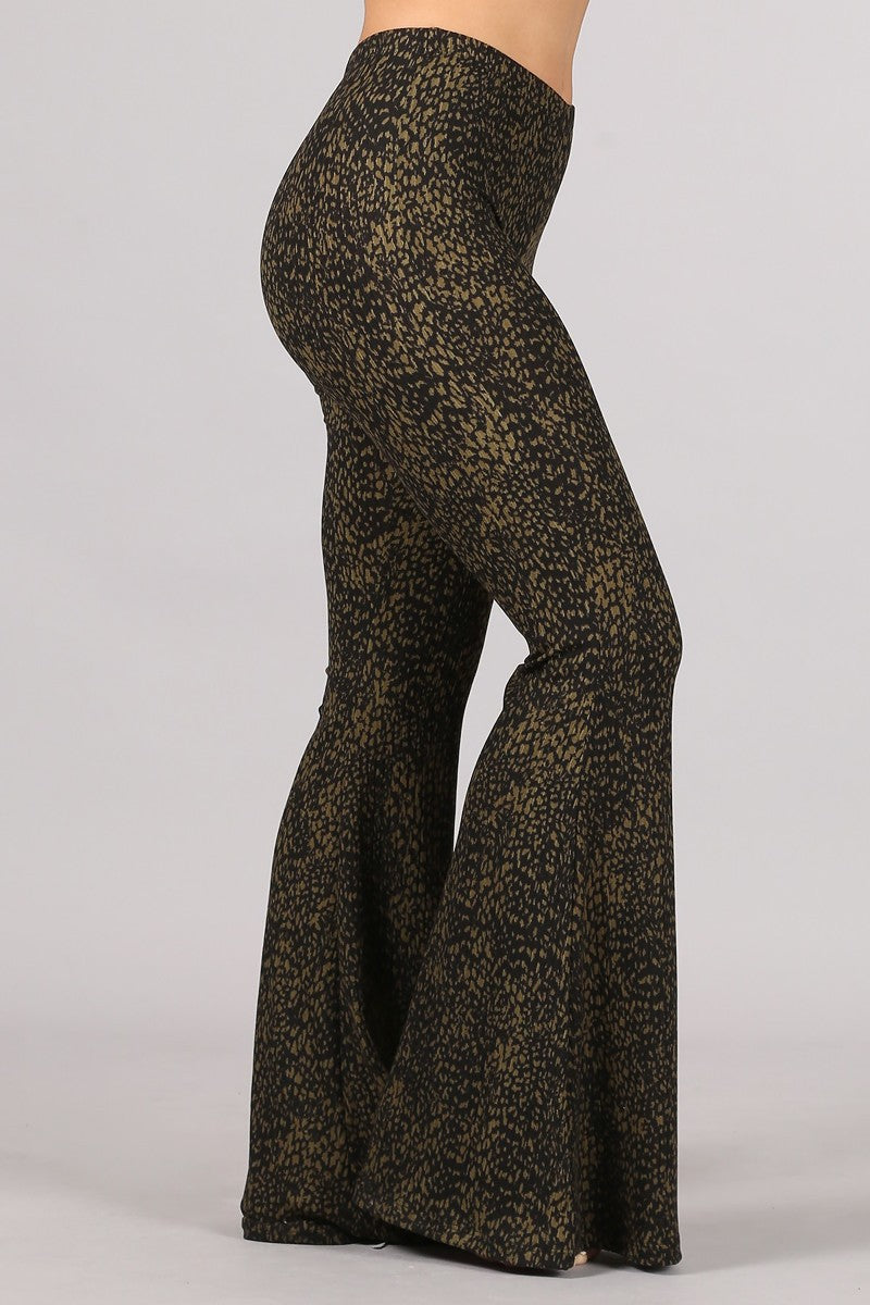 •JONI - DAPPLED OLIVE• ribbed stretch knit bell bottoms