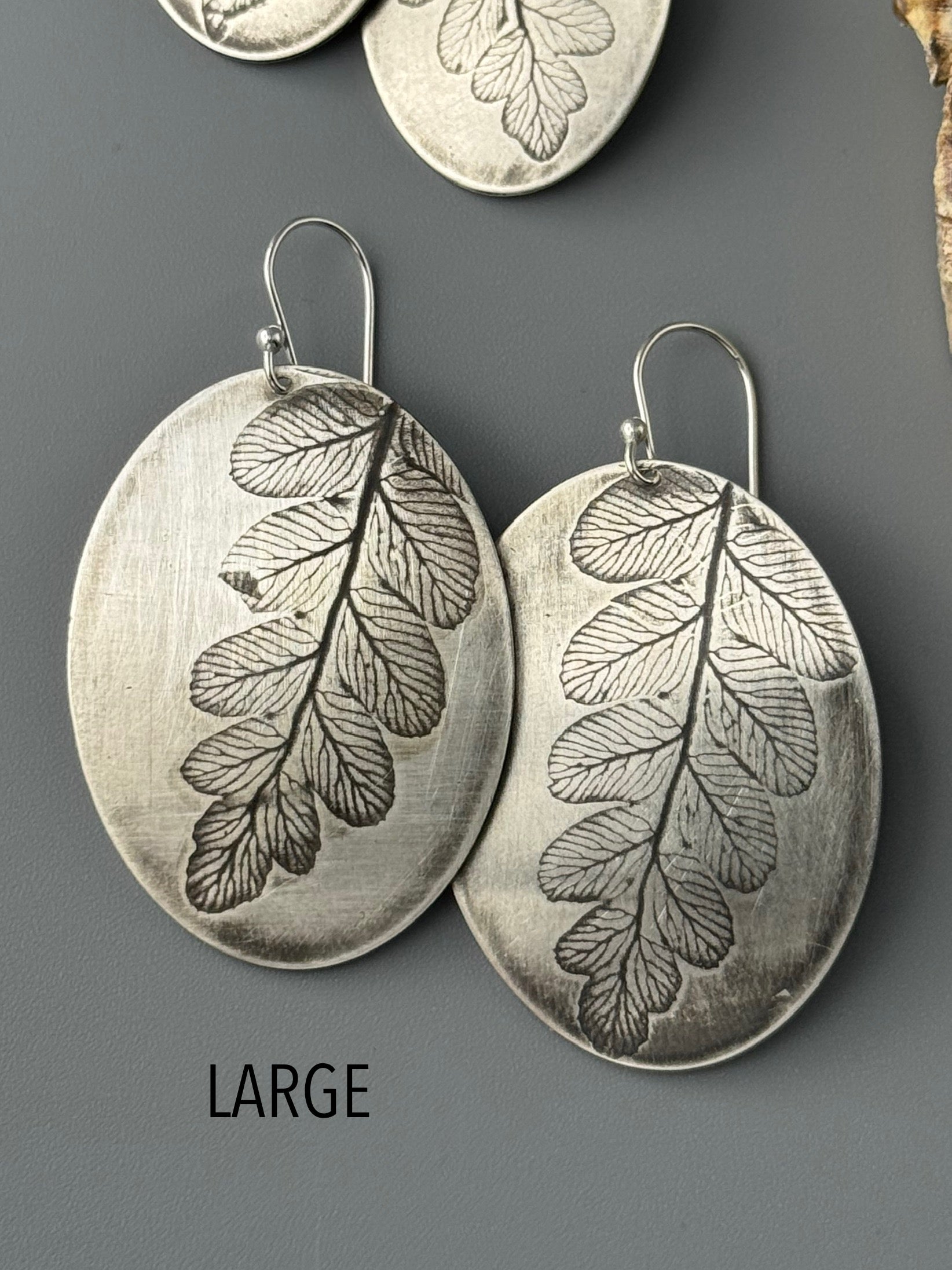 •FERN OVOID• silver dangle earrings