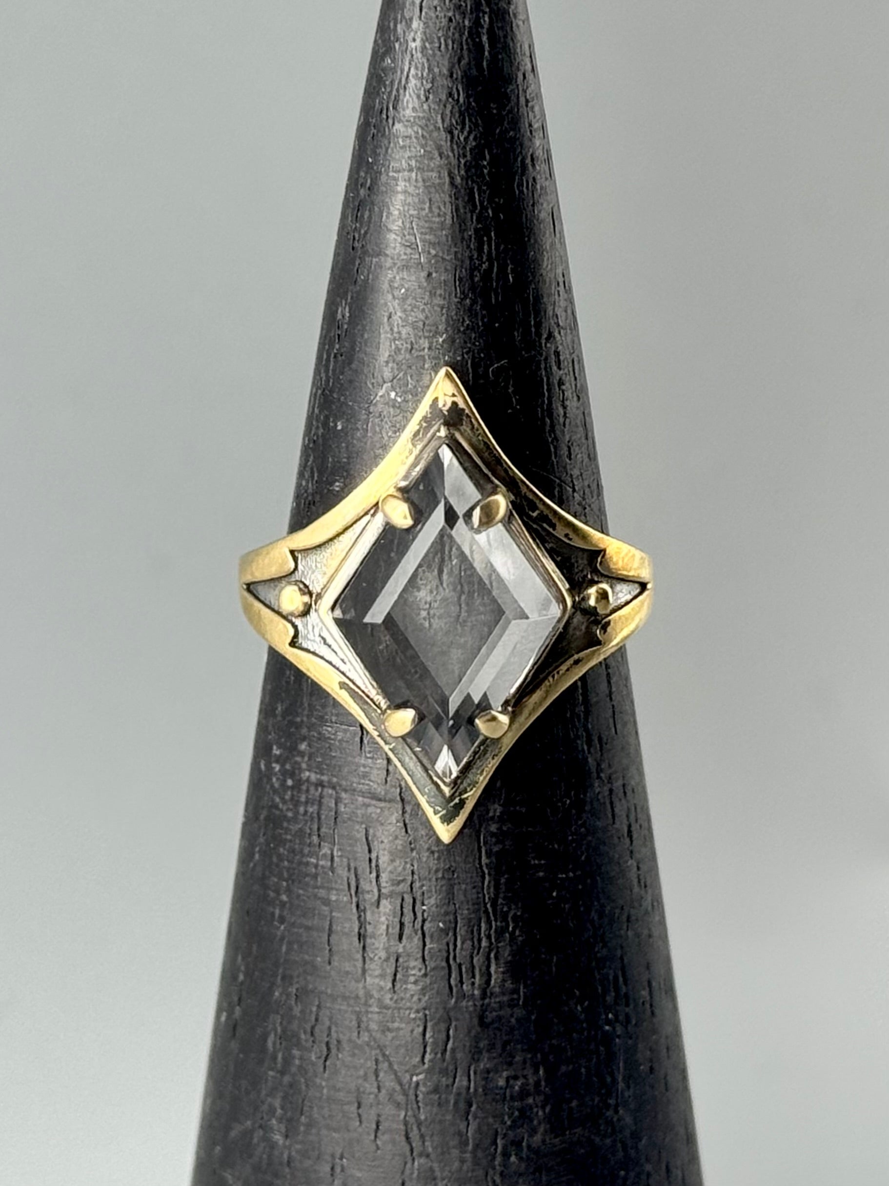 •GROUNDED• clear quartz + brass ring