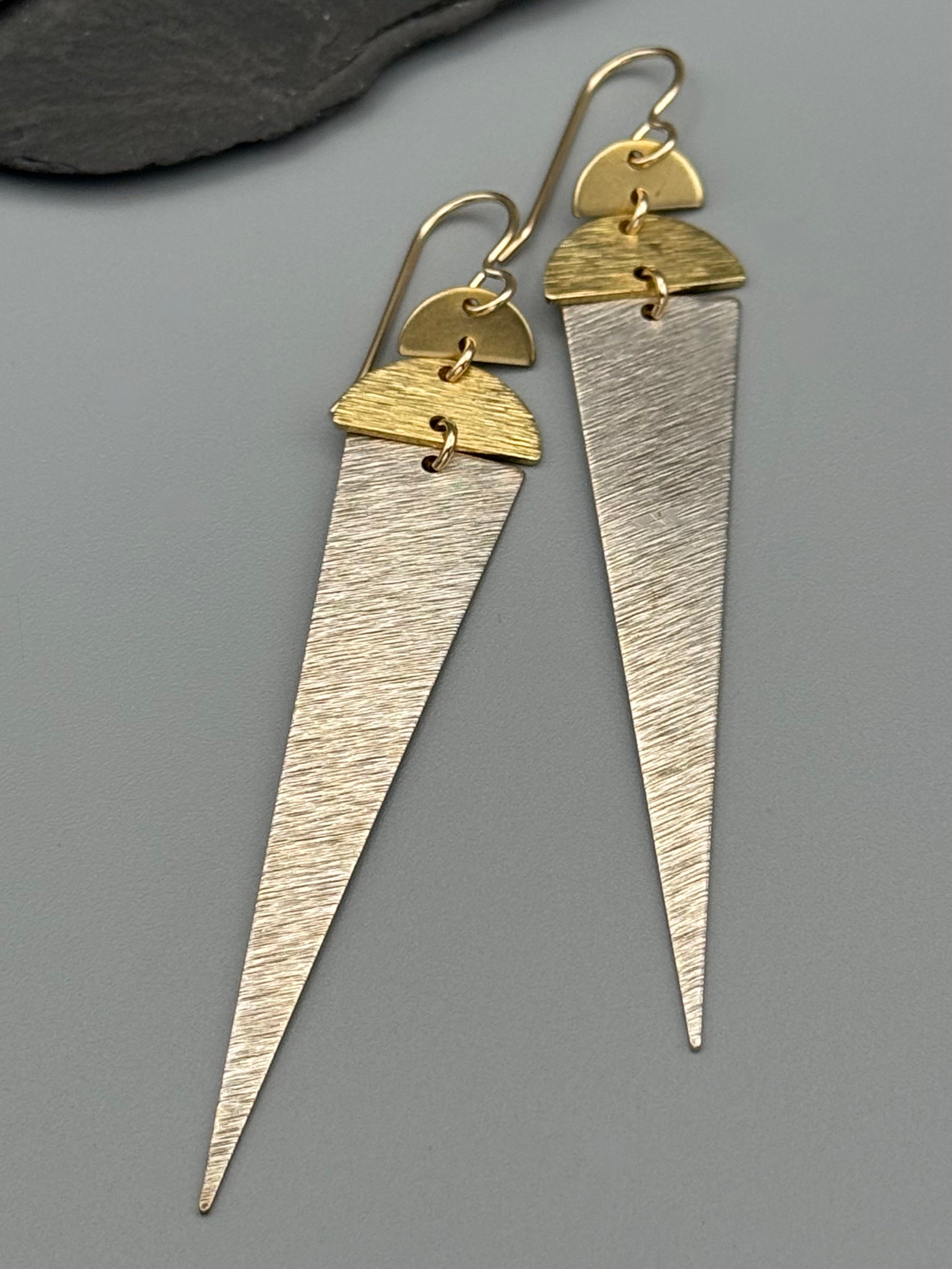 •MOON DAGGERS• mixed metal dangle earrings