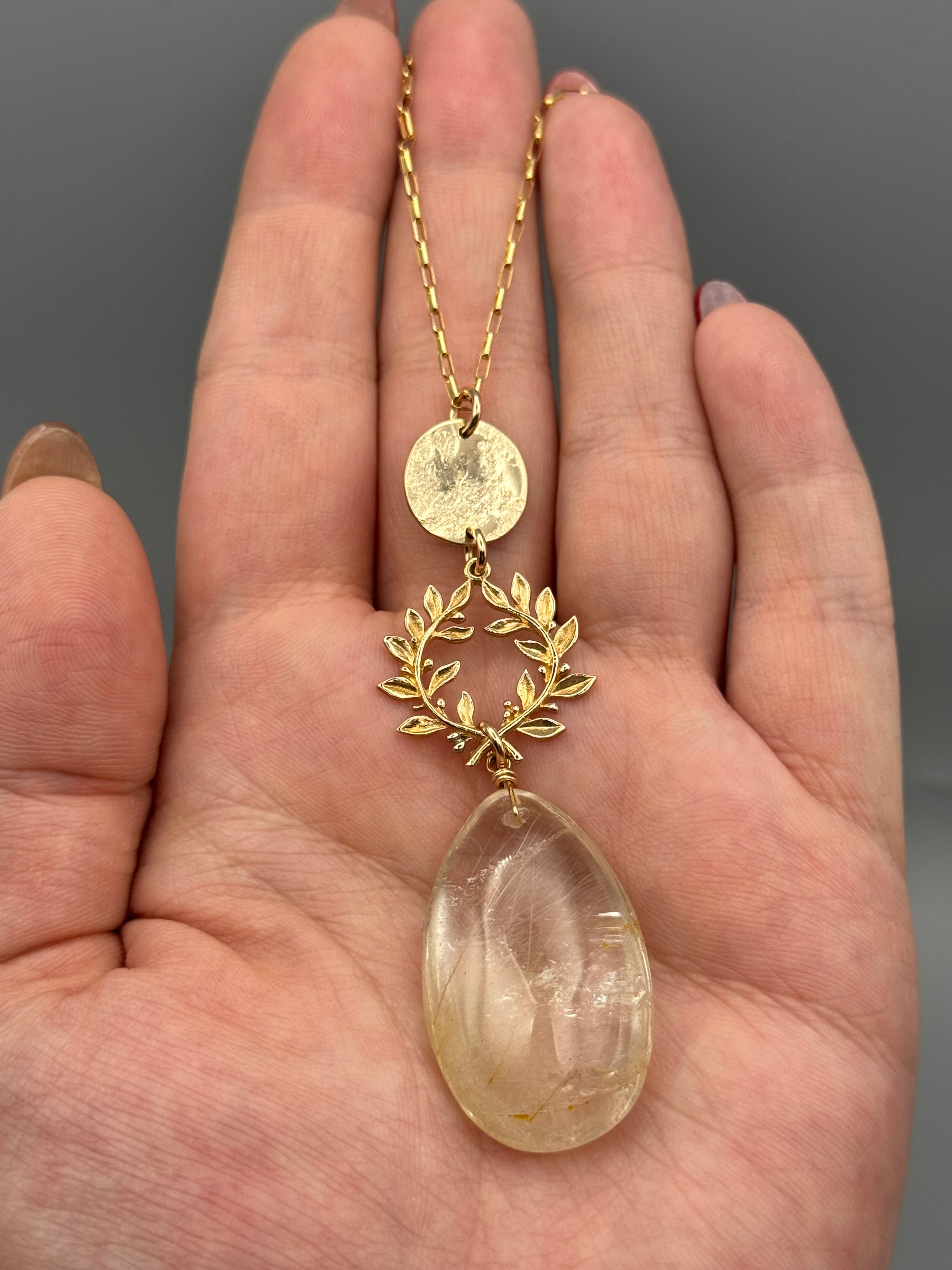 •ALCHEMY• rutilated quartz + gold necklace (26"-28" long)