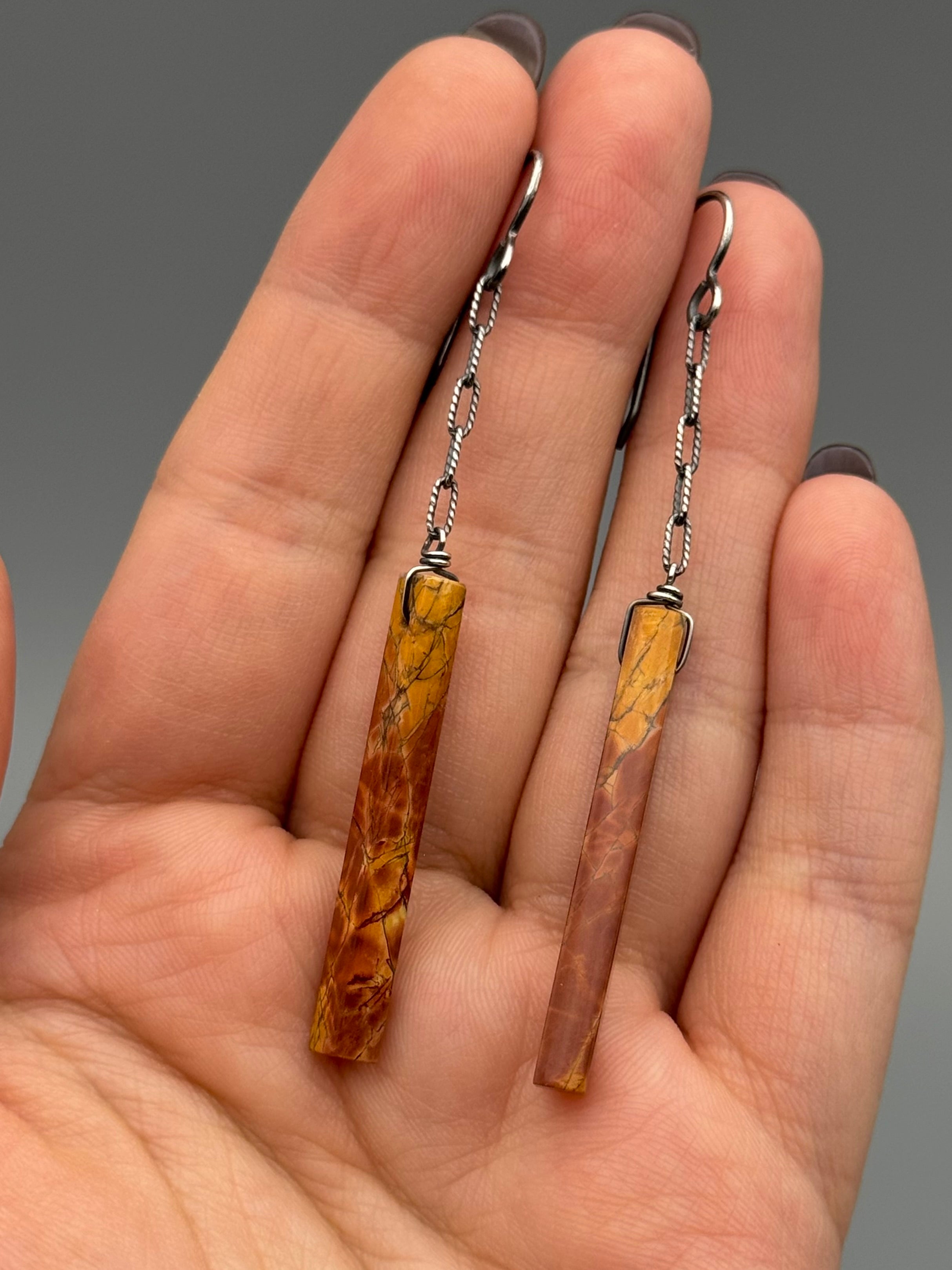 •LINKED• red creek jasper tower + silver earrings