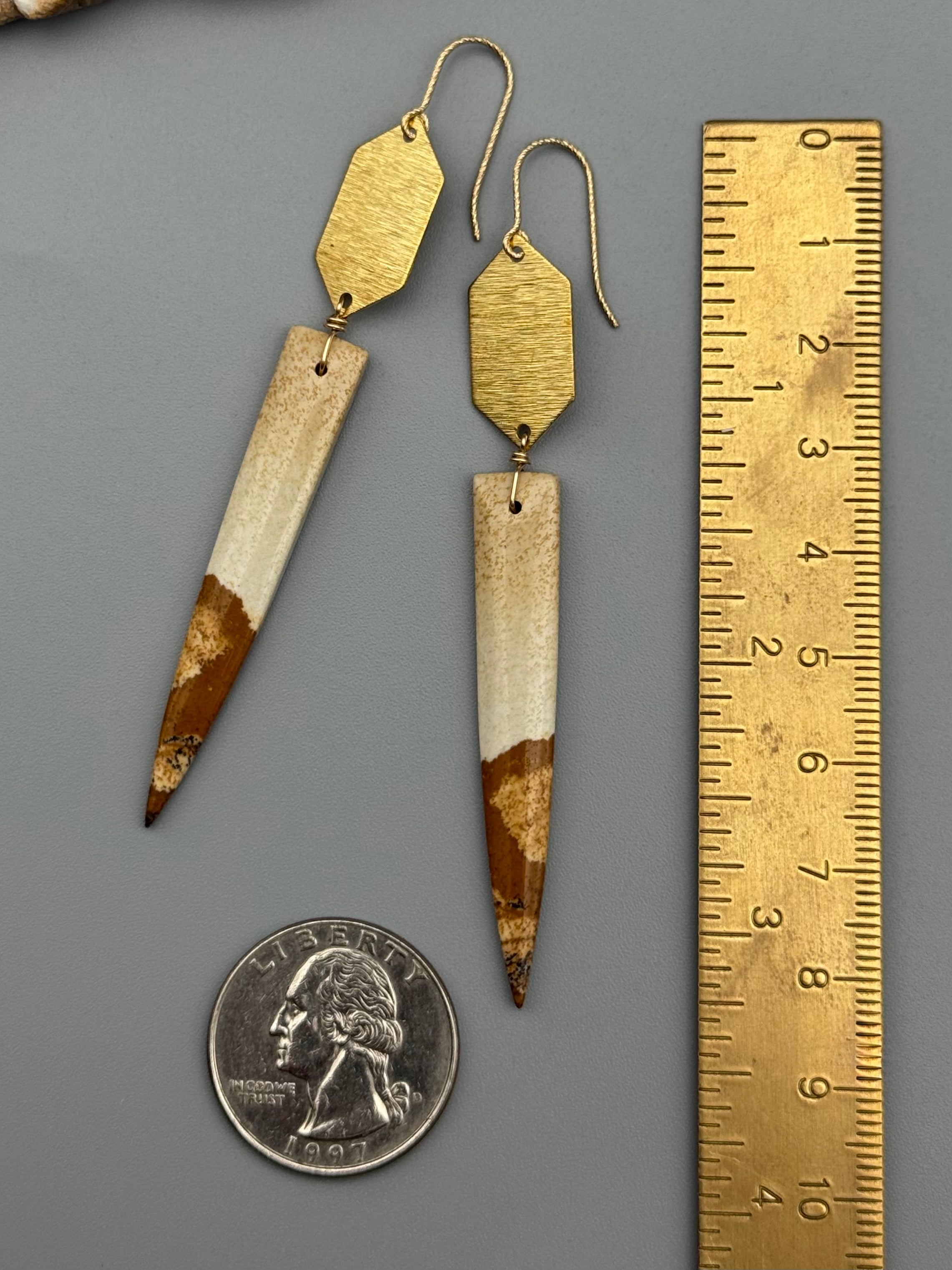•HEXED• picture jasper + gold earrings