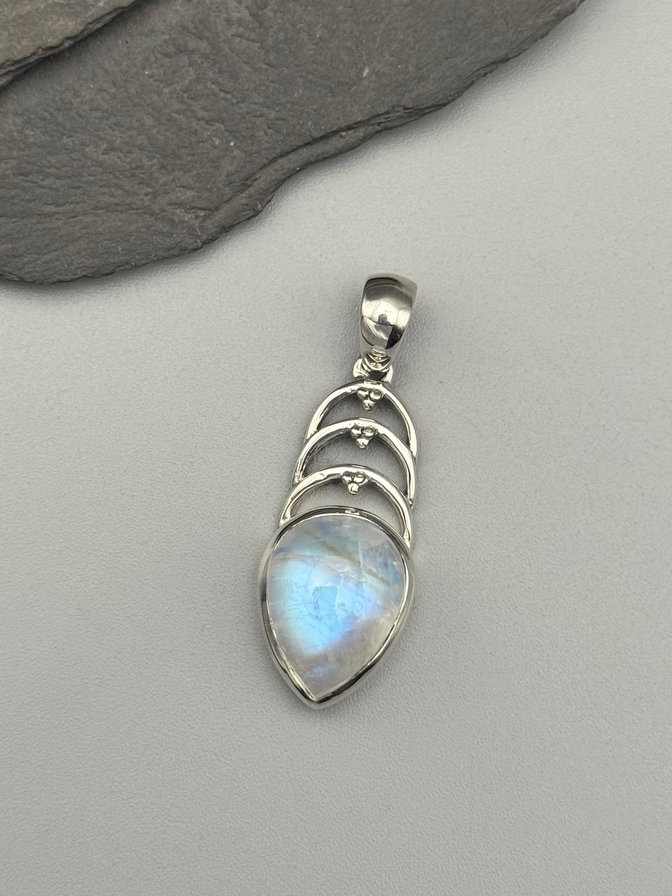 •RAINBOW MOONSTONE SPEAR - OZ• sterling silver pendant