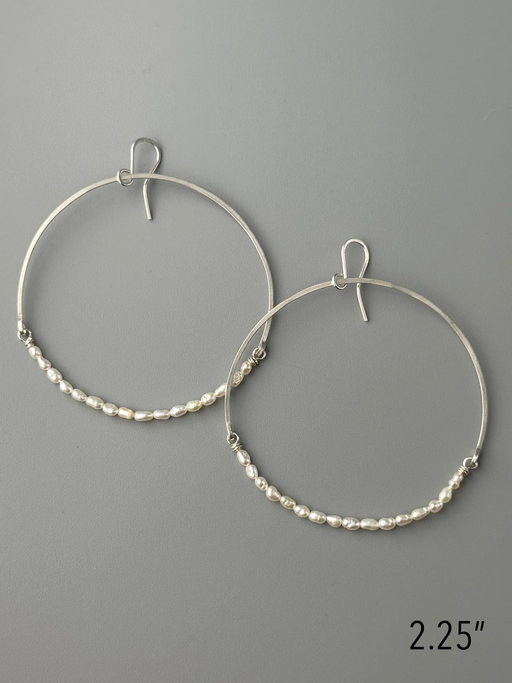 •HOOP DANGLE• pearl + silver earrings