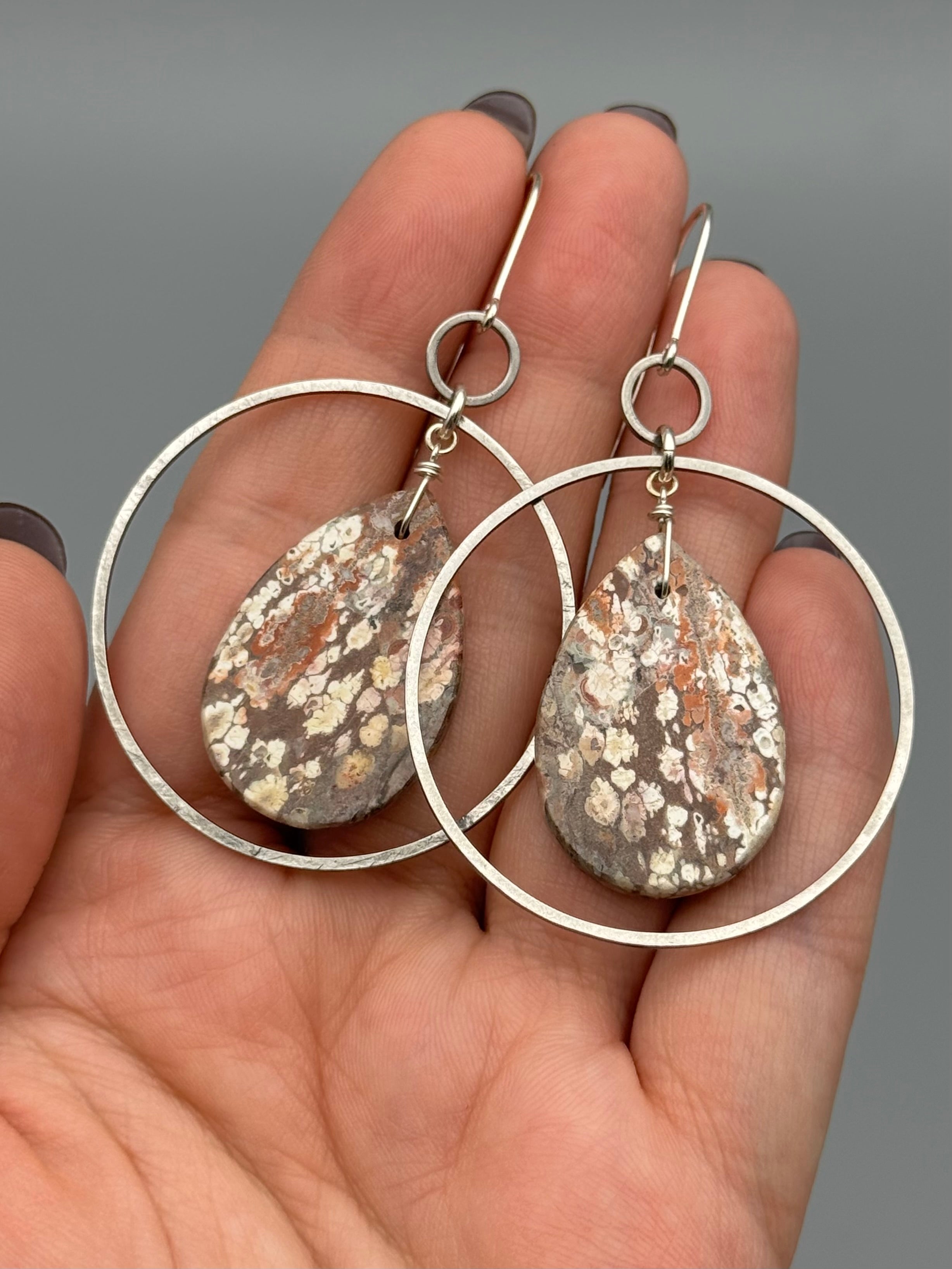 •EQUA-ORBIT• jasper teardrop + silver earrings