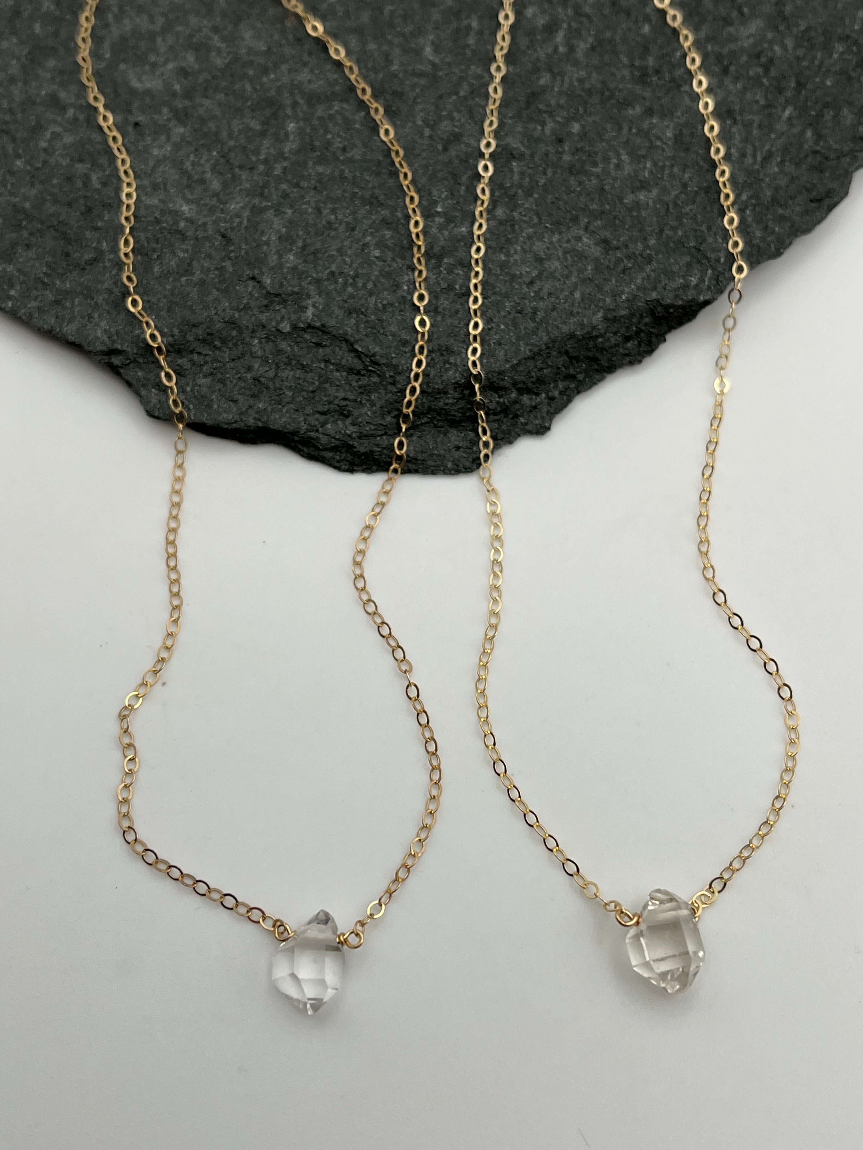 •STRAY• faceted herkimer + gold necklace (various lengths)