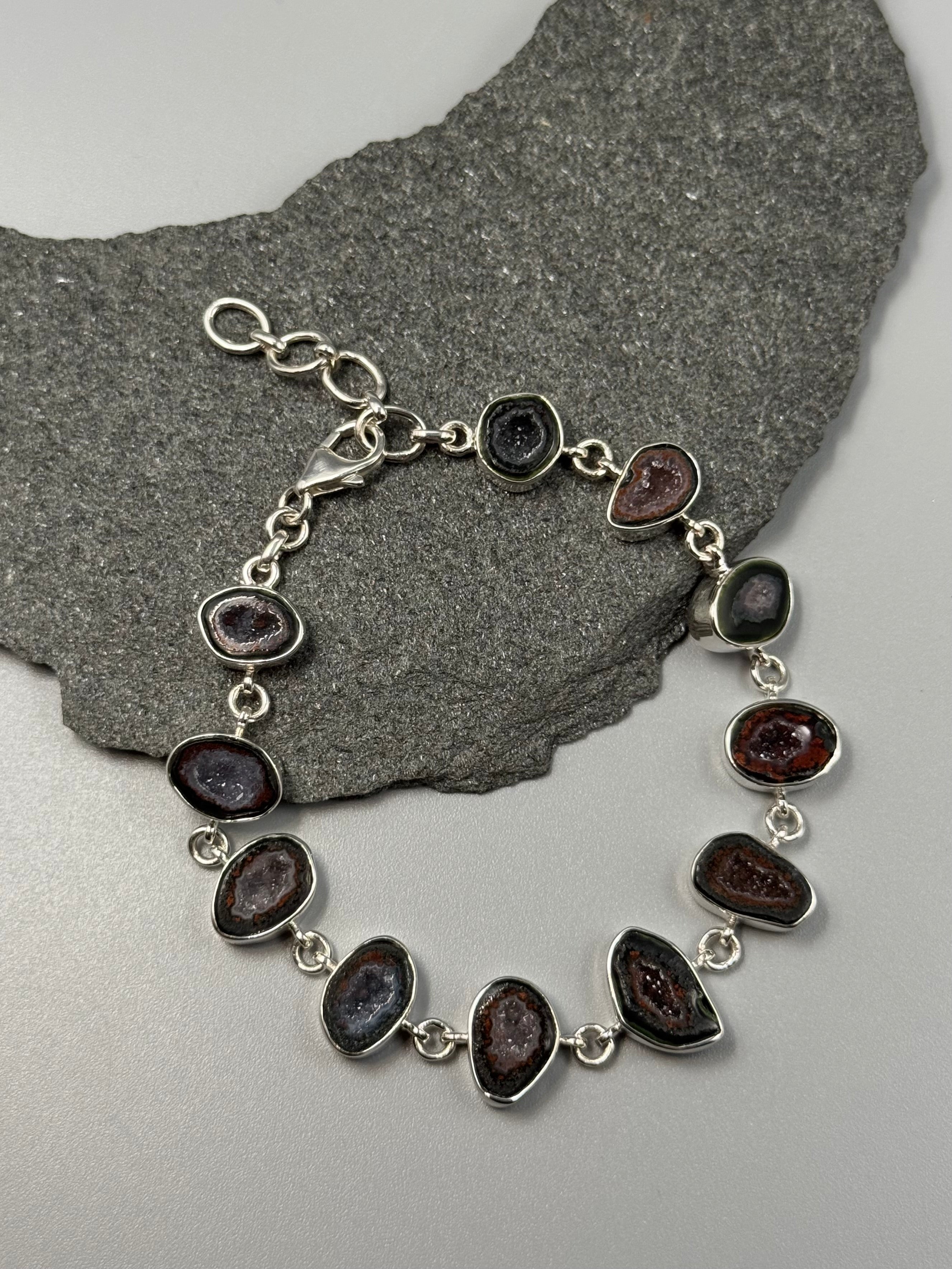 •COCONUT DRUZY• linked silver bracelet (8" - 9.25")
