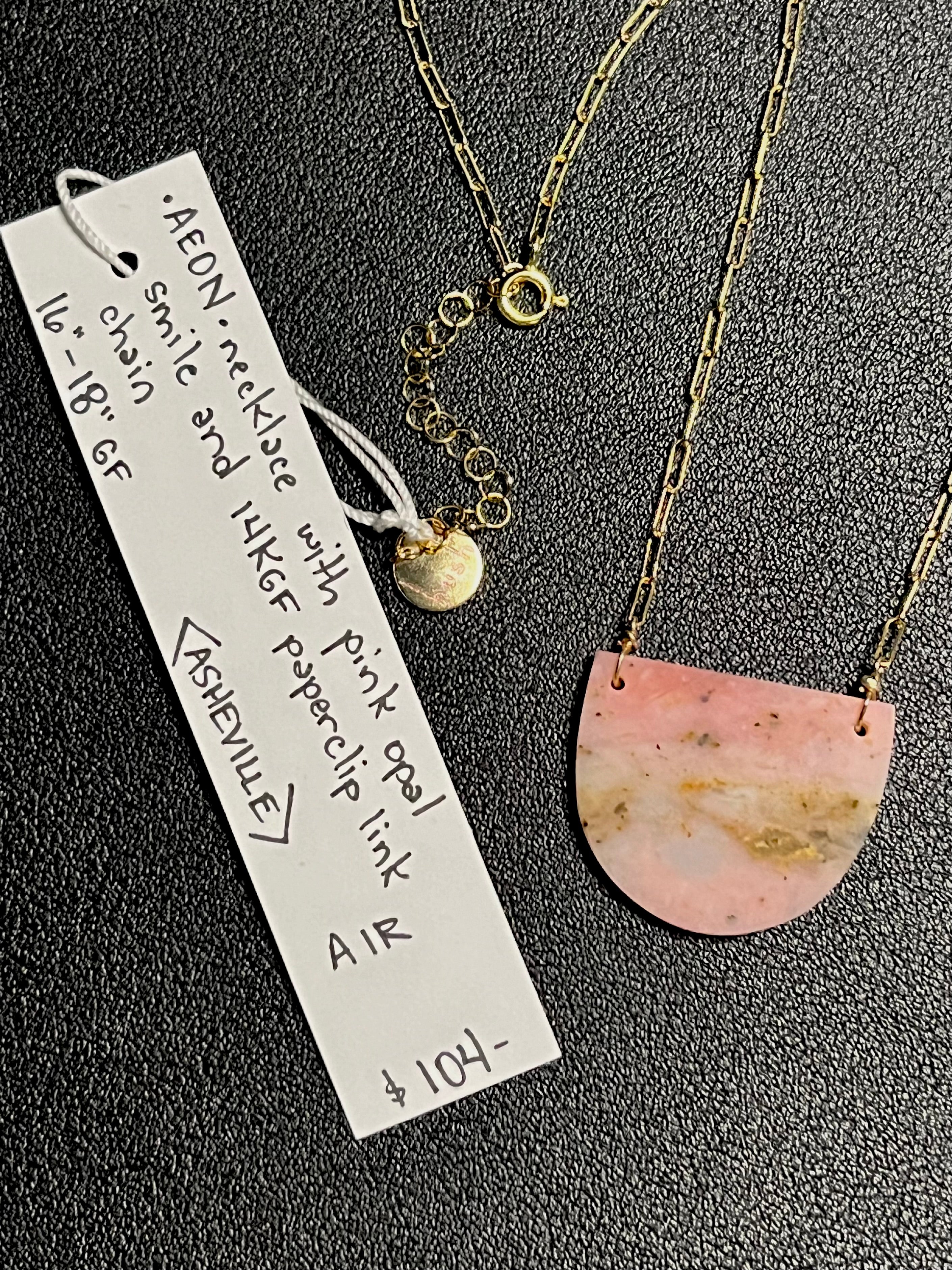 •AEON• pink opal + gold necklace (16"-18")