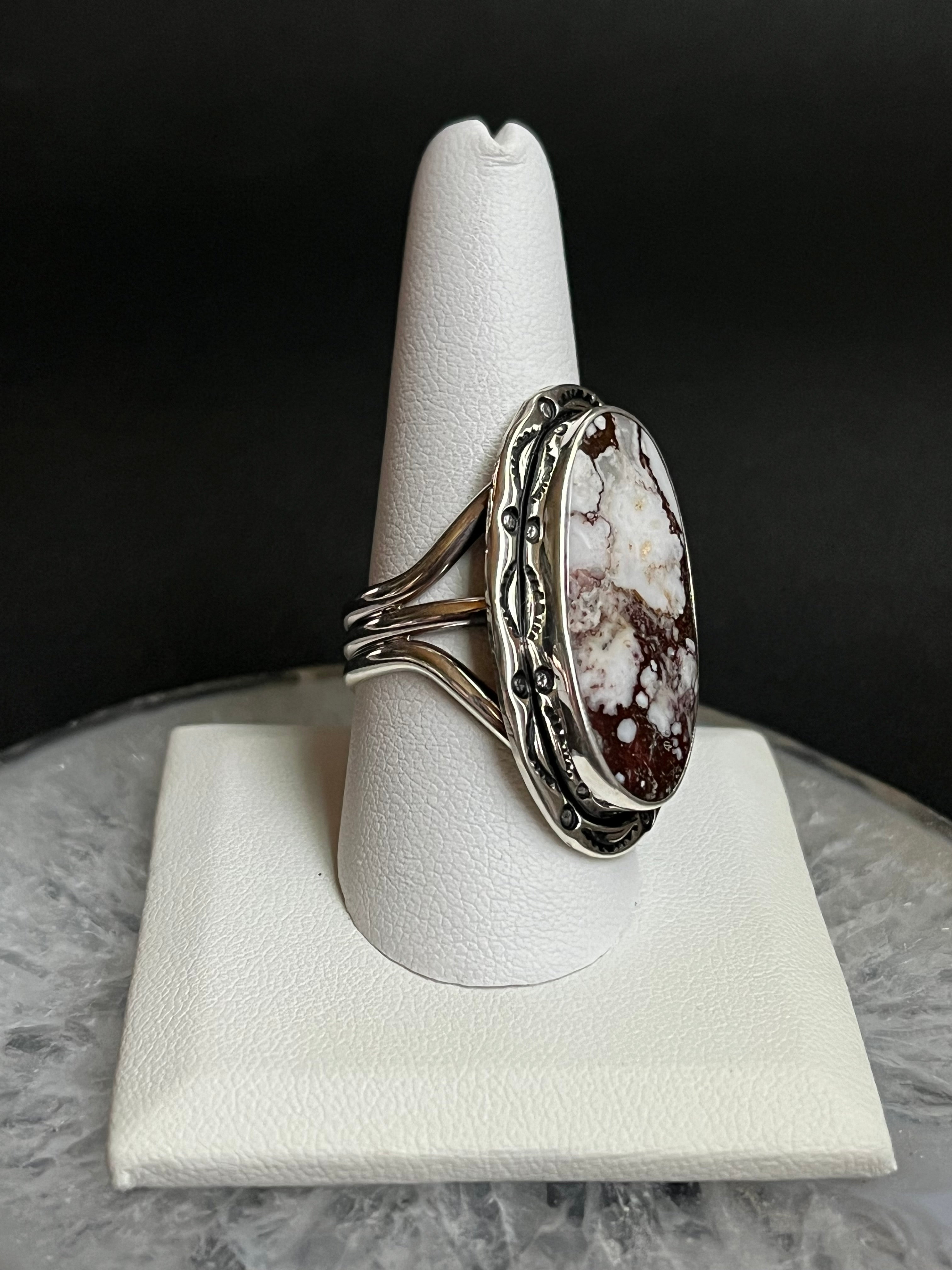 •WILD HORSE JASPER• Navajo silver ring (size 10)