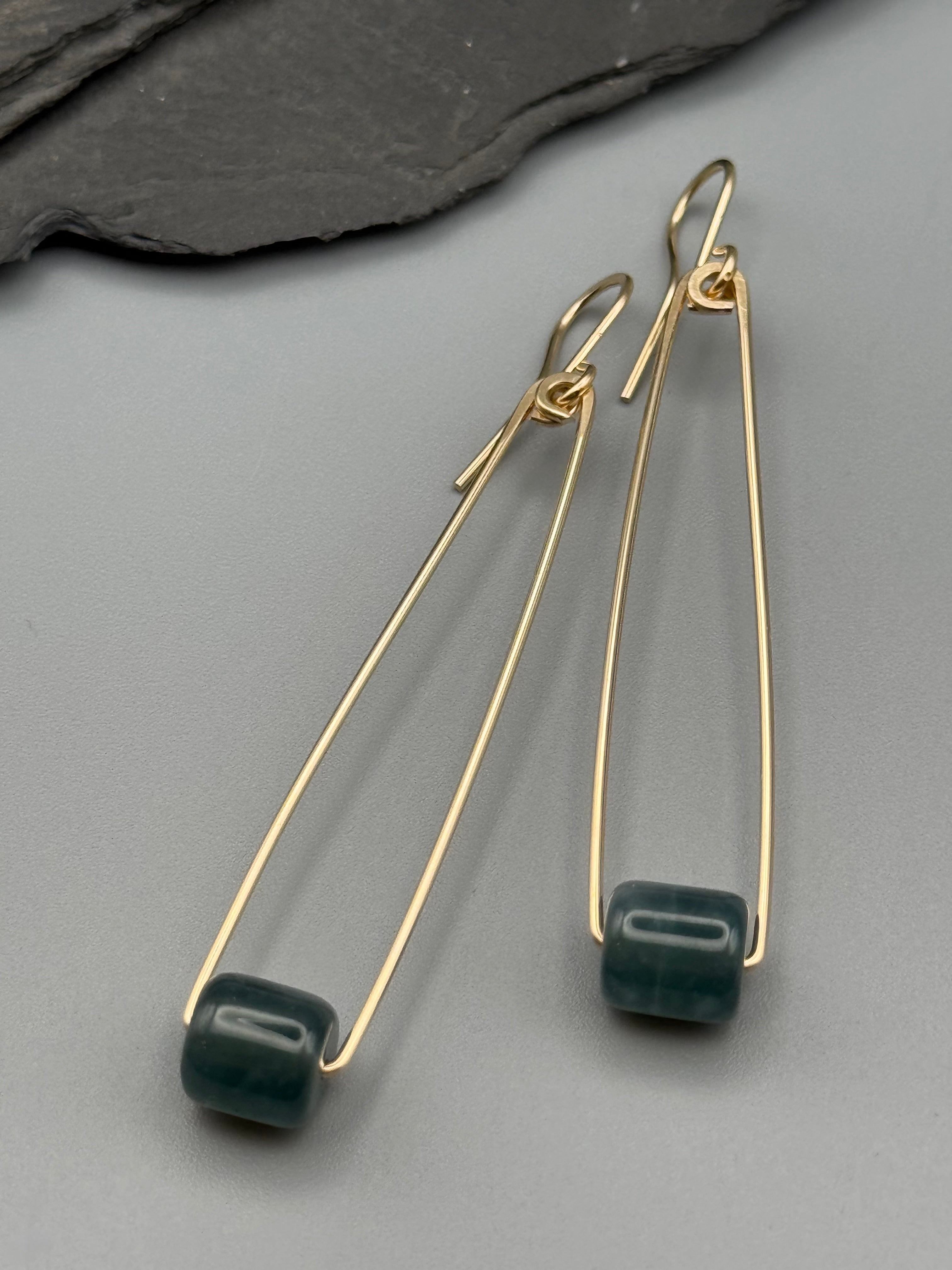 •PENDULUM• jade + gold dangle earrings