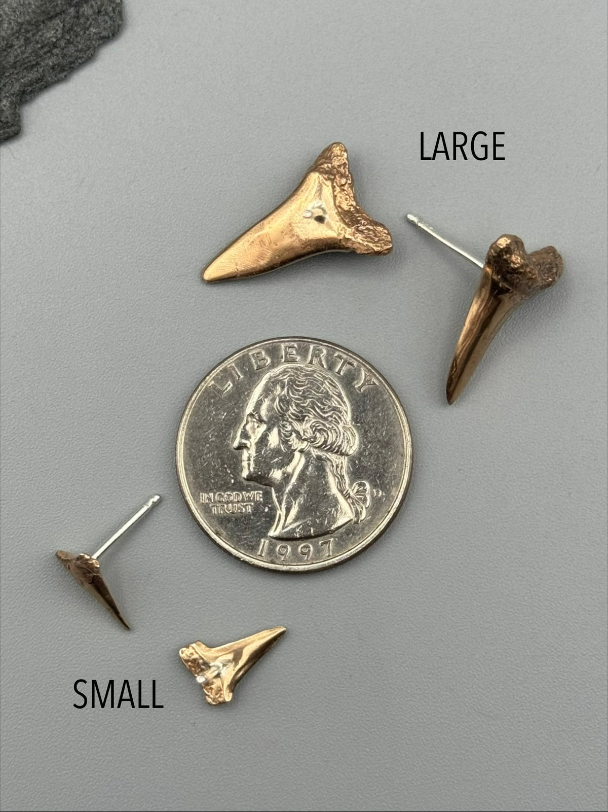 •SHARK TOOTH• mixed metal stud earrings (various sizes)