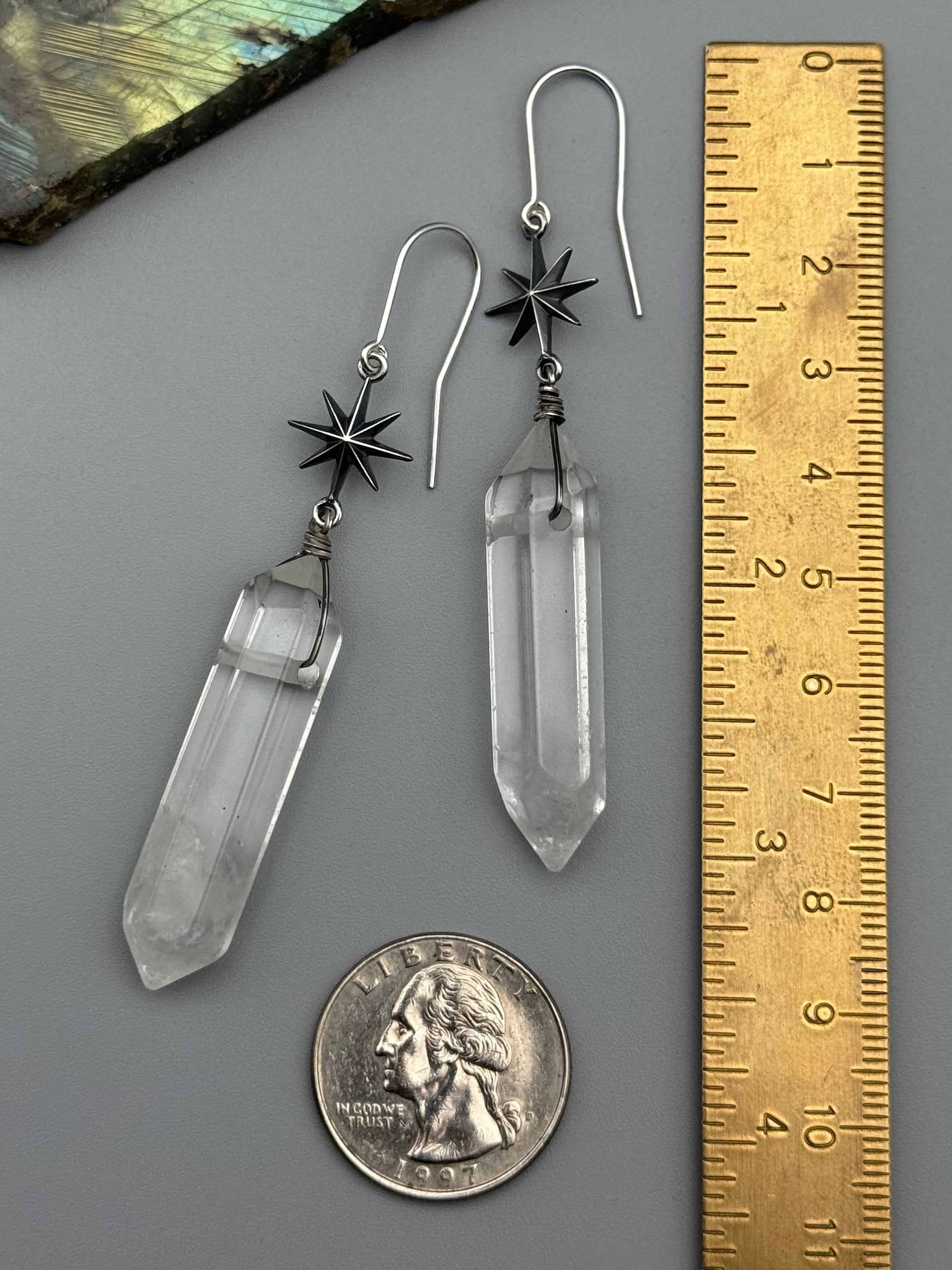 •STAR GAZE• double terminated quartz + silver earrings