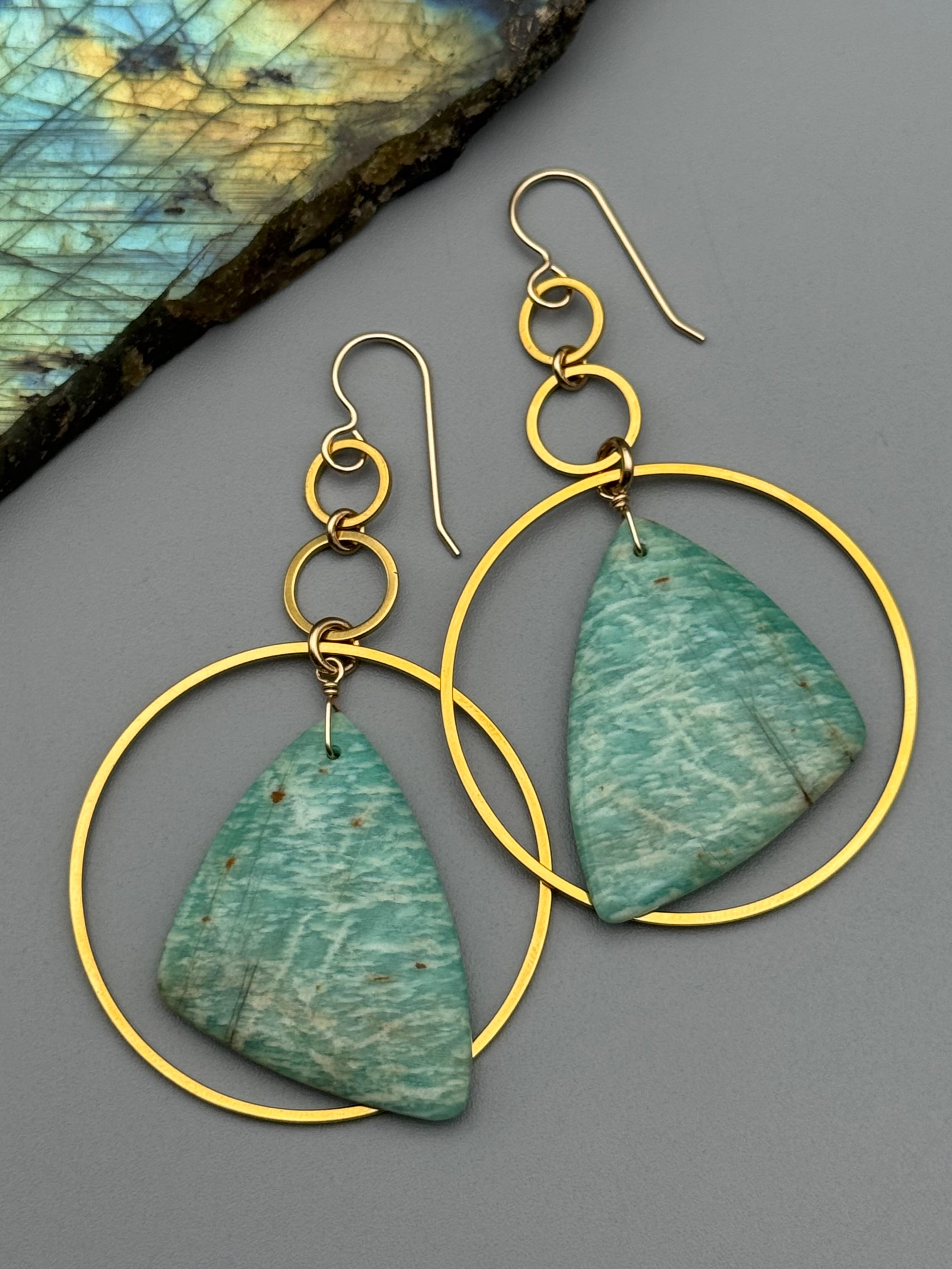•EQUA LUNA• amazonite wing + gold earrings