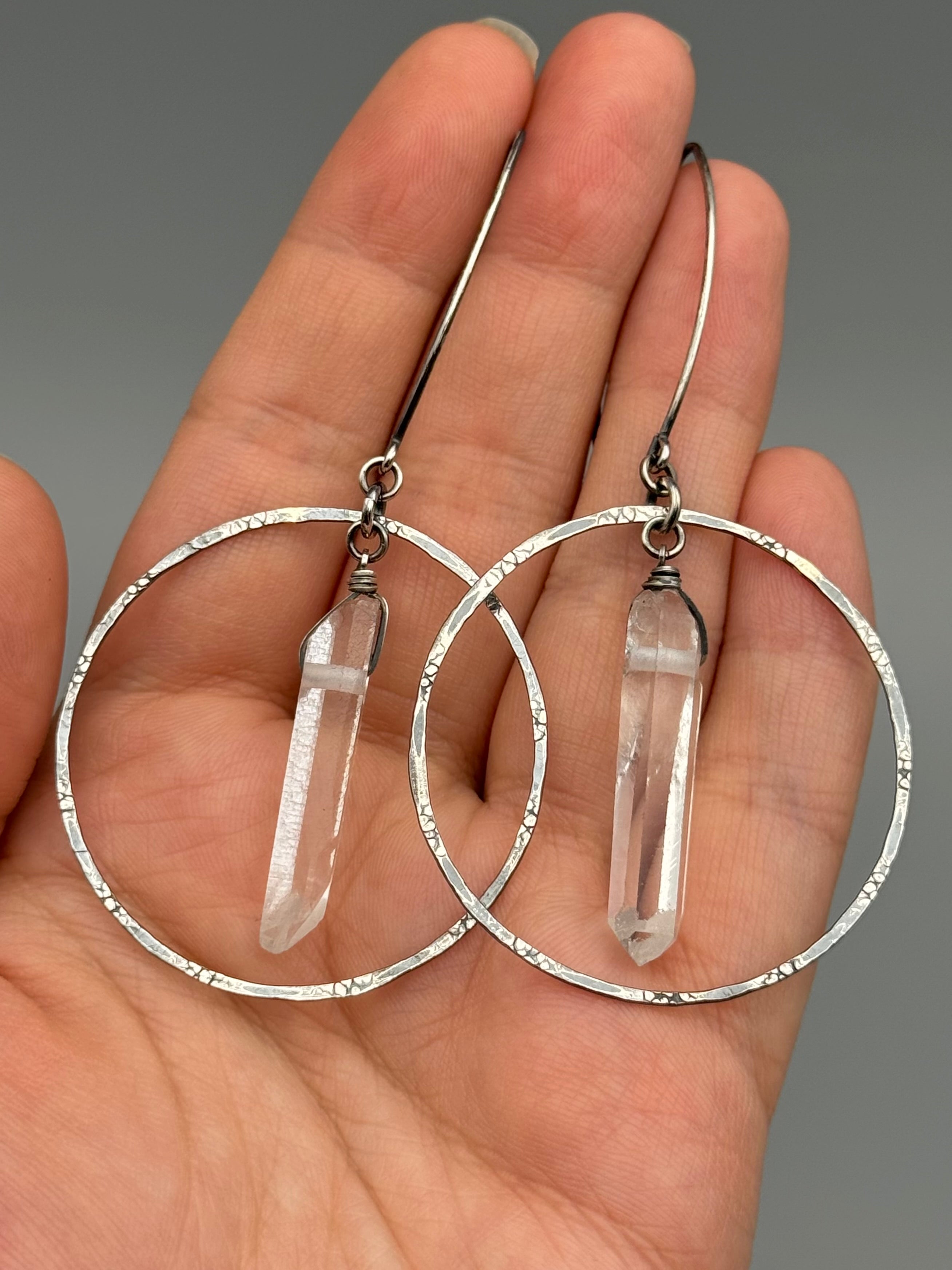 •LUNA• raw quartz point + silver earrings