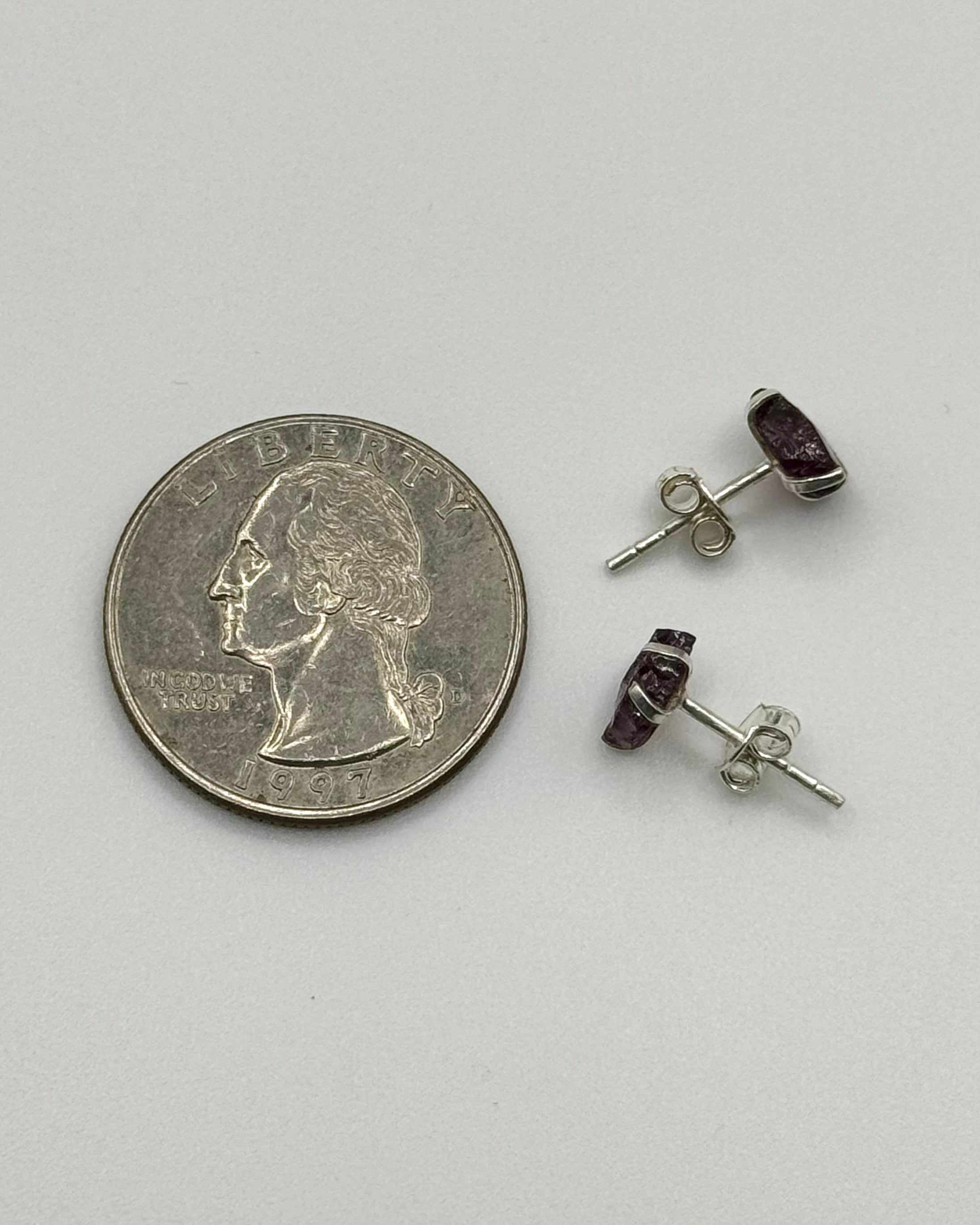 •RHODOLITE GARNET• silver prong set stud earrings