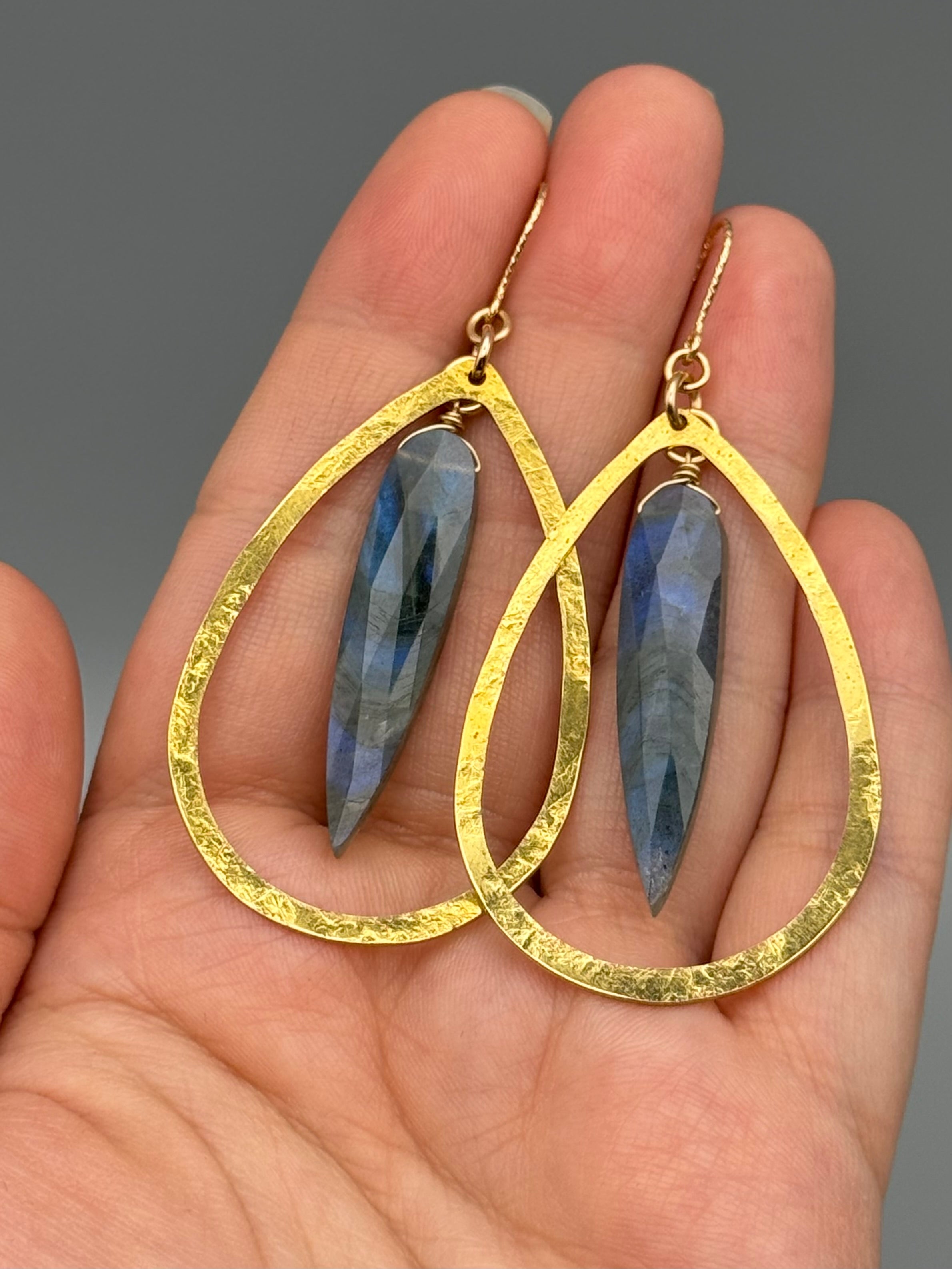 •DRIP DROP• labradorite + gold earrings