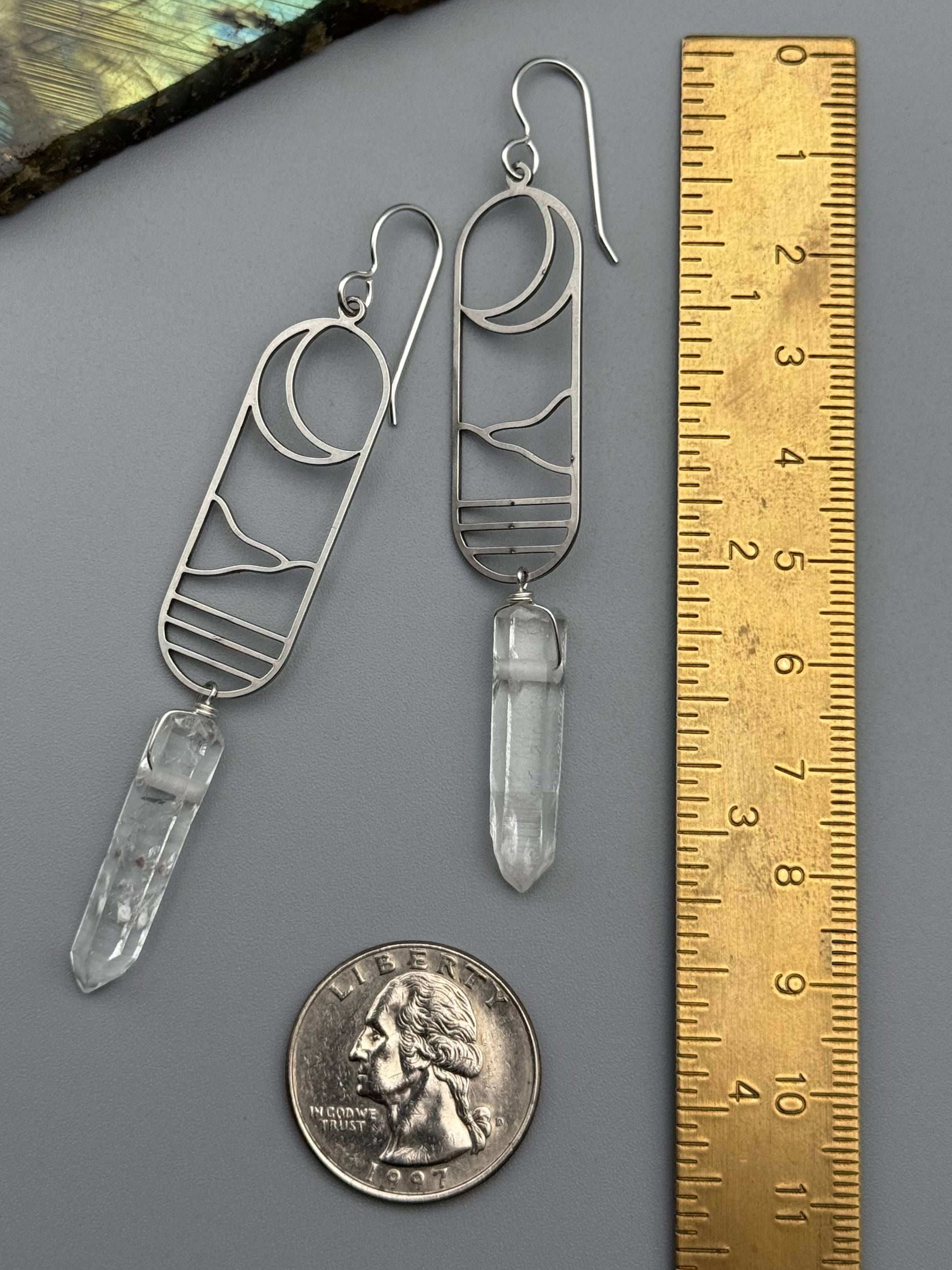 •CRESCENT COVE• quartz point + silver earrings