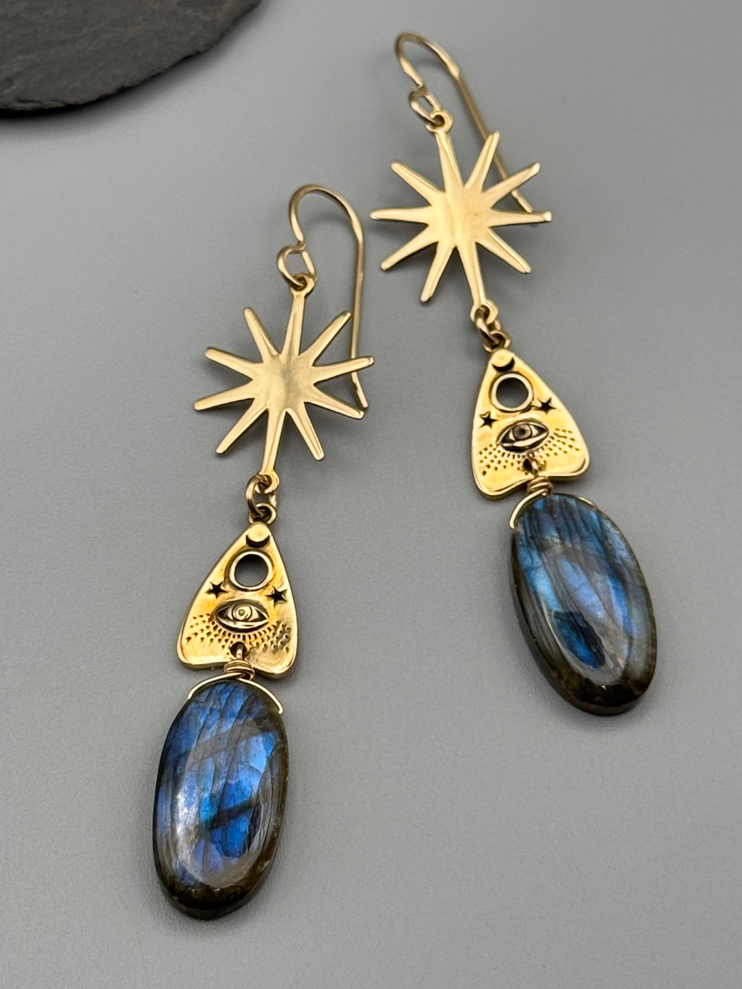 •OUIJA• labradorite + gold earrings