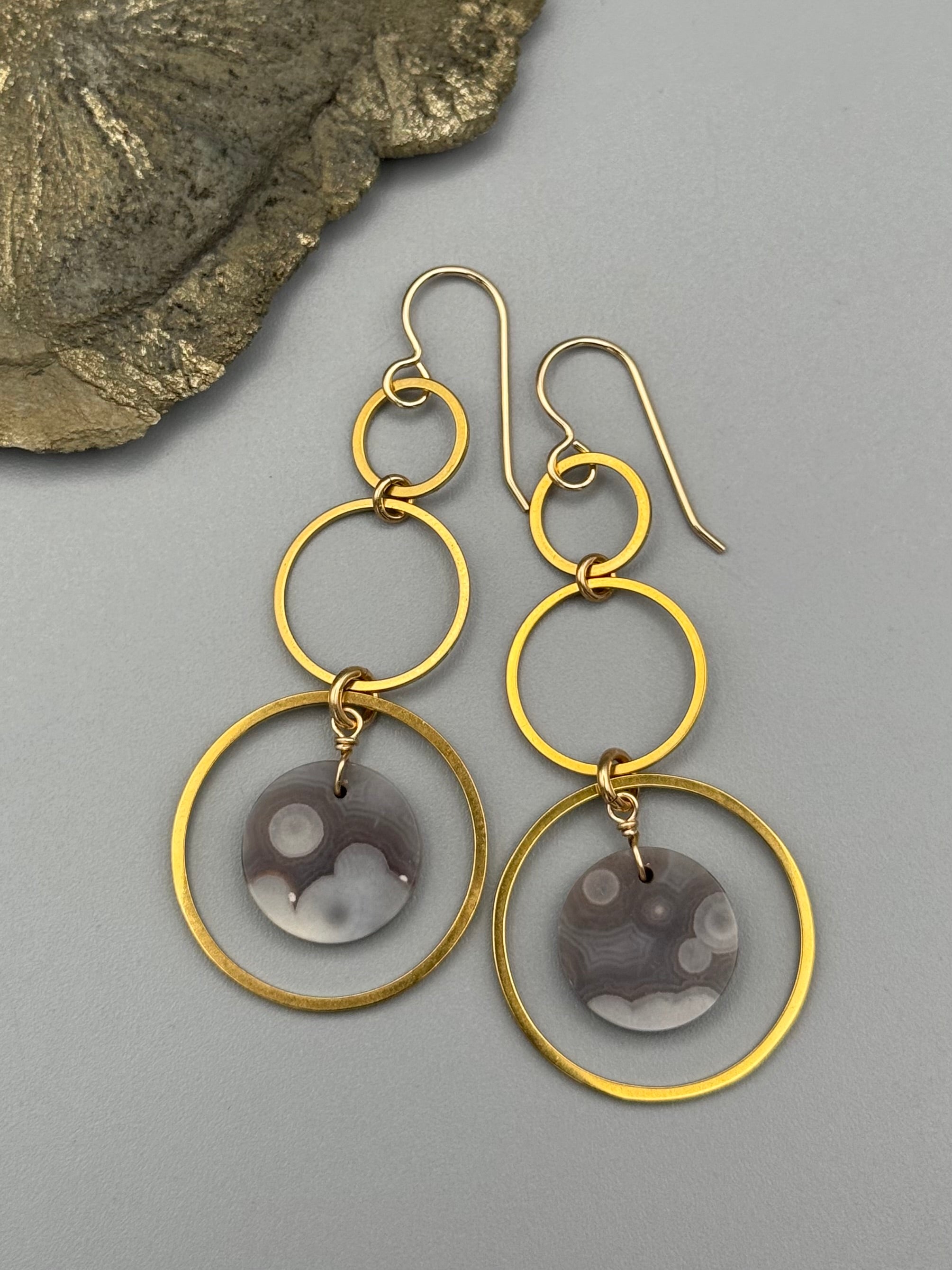 •6 OF CUPS• botswana agate + gold earrings