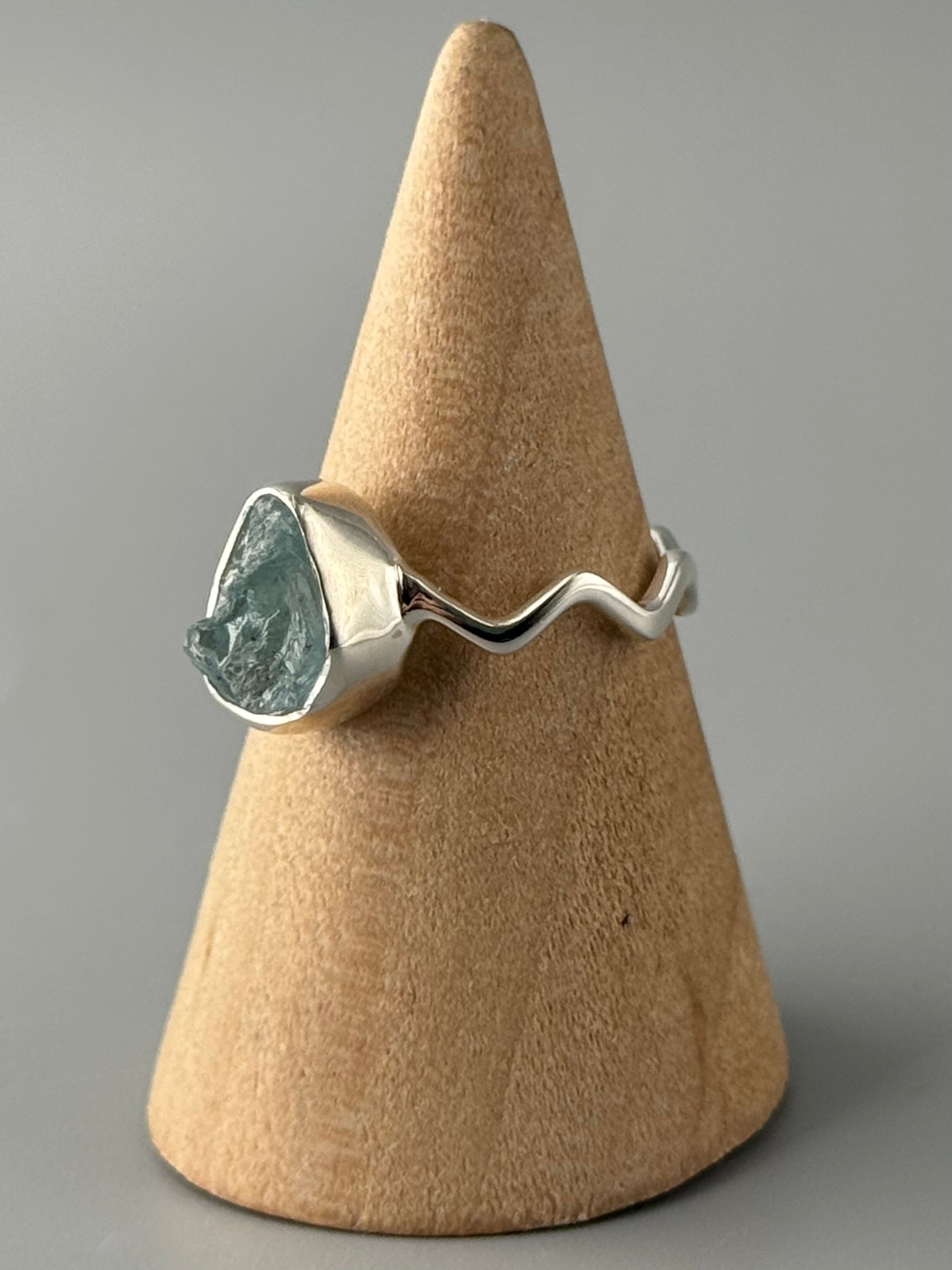 •AQUAMARINE - ZIGGY• sterling silver ring (various sizes)