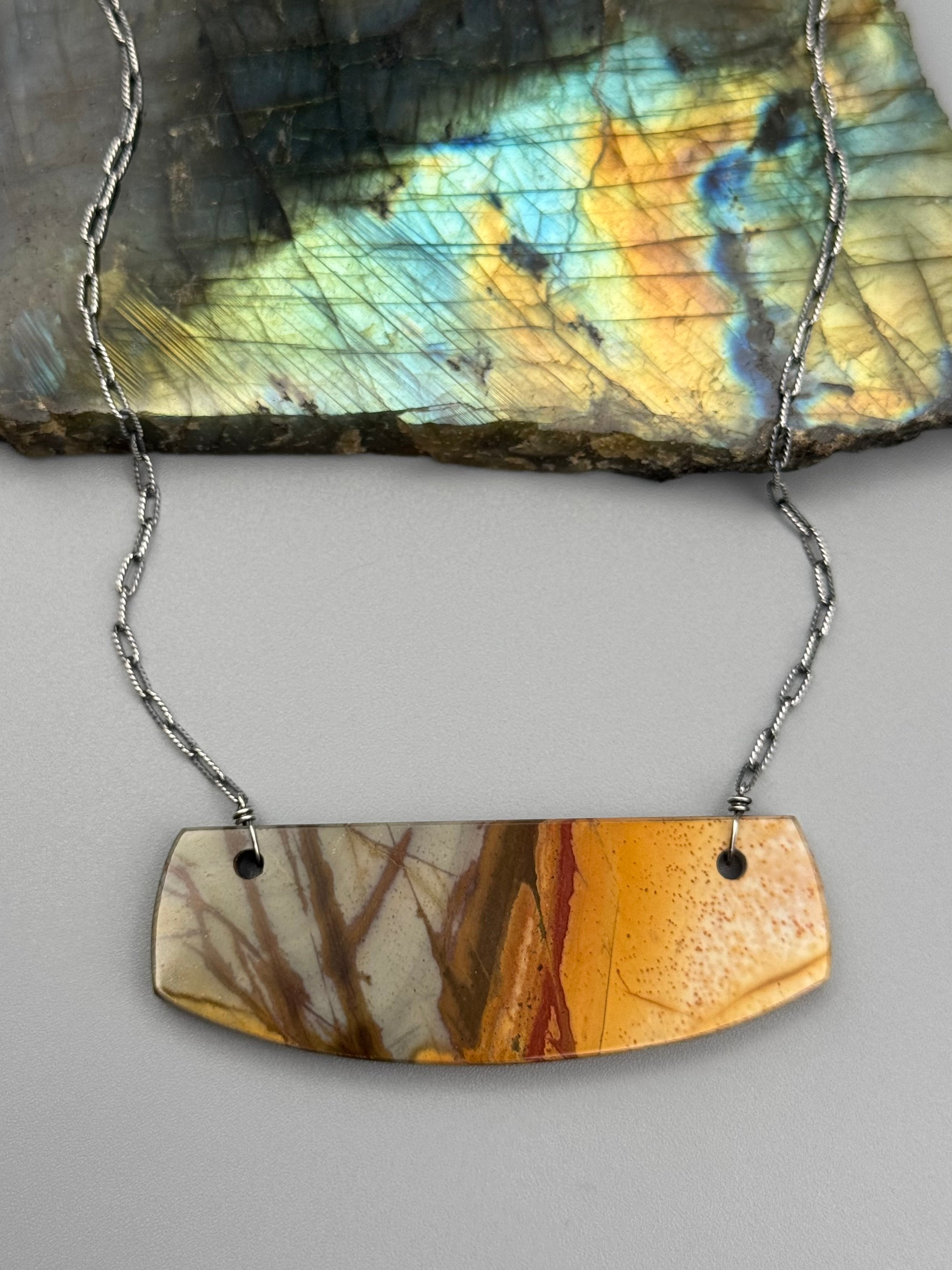 •AEON• red creek jasper + silver necklace (18"-20" long)