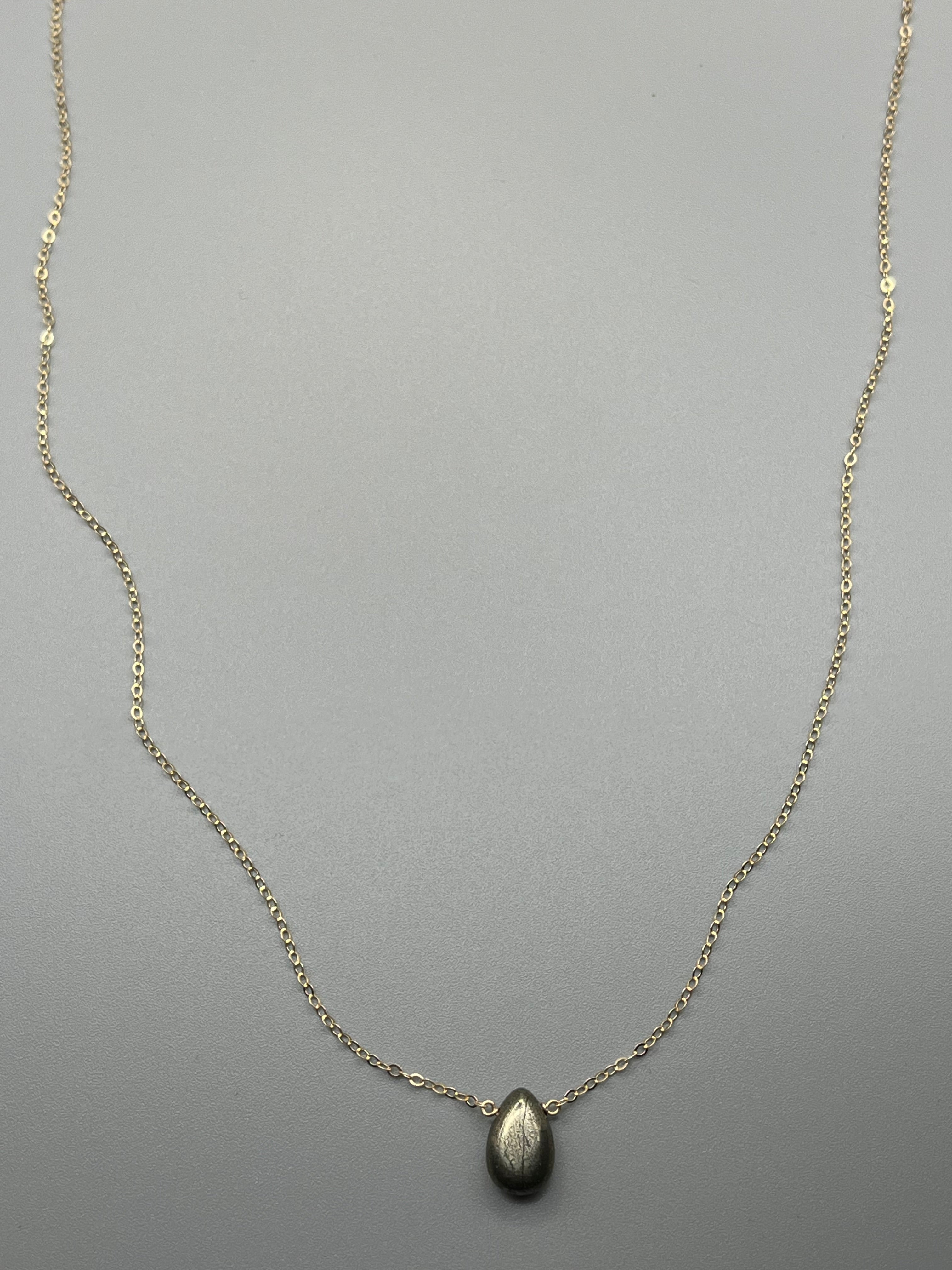 •STRAY• pyrite teardrop + gold necklace