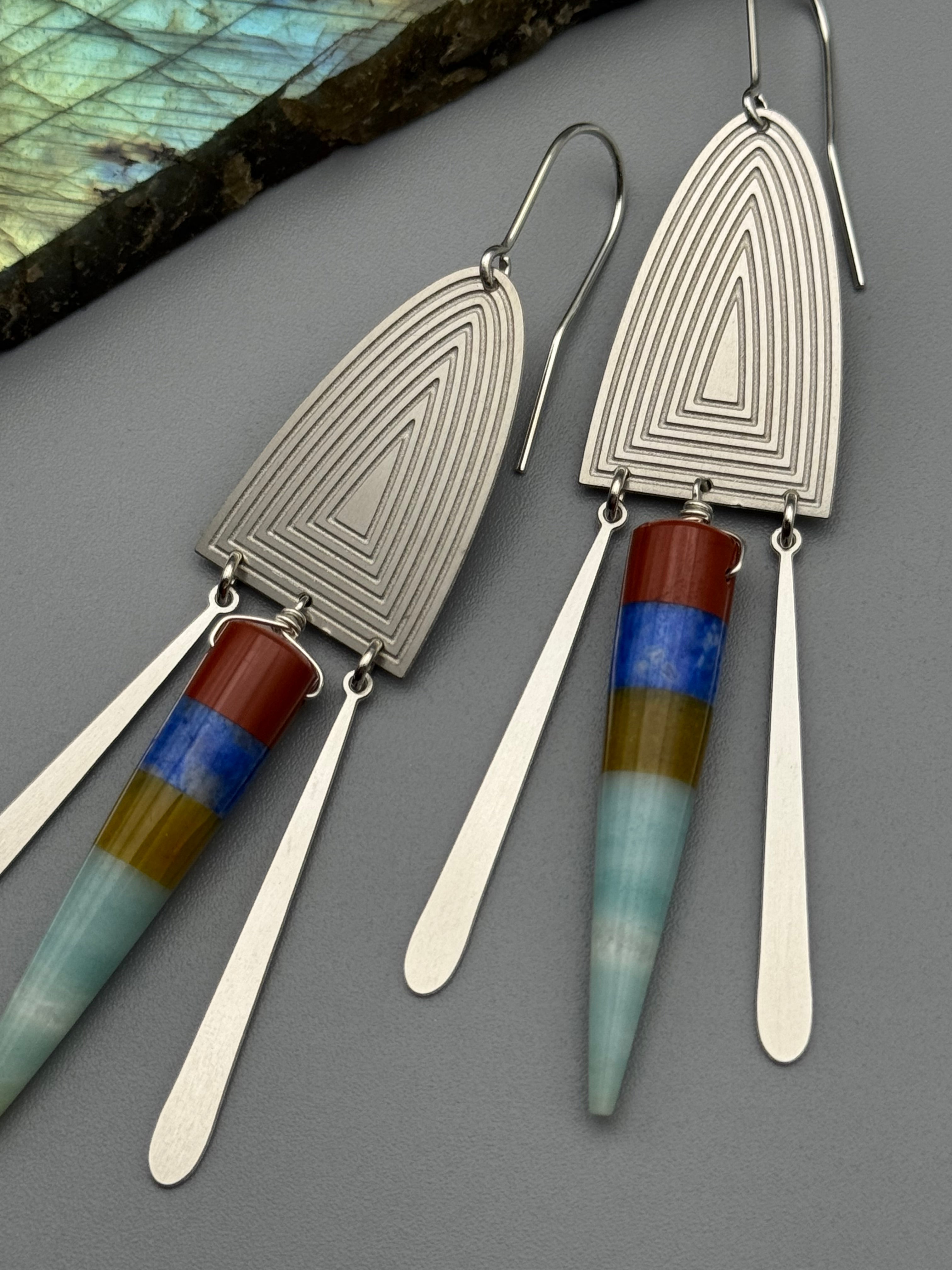 •PORTAL DANCE• intarsia + silver earrings