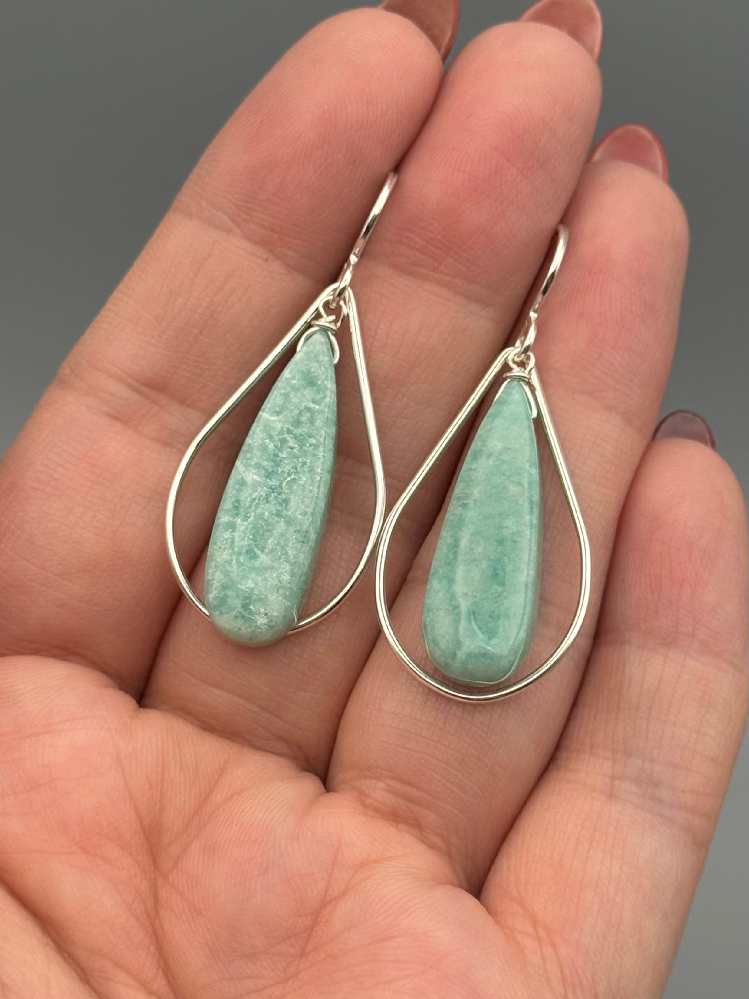 •DRIP DROP• amazonite + silver earrings