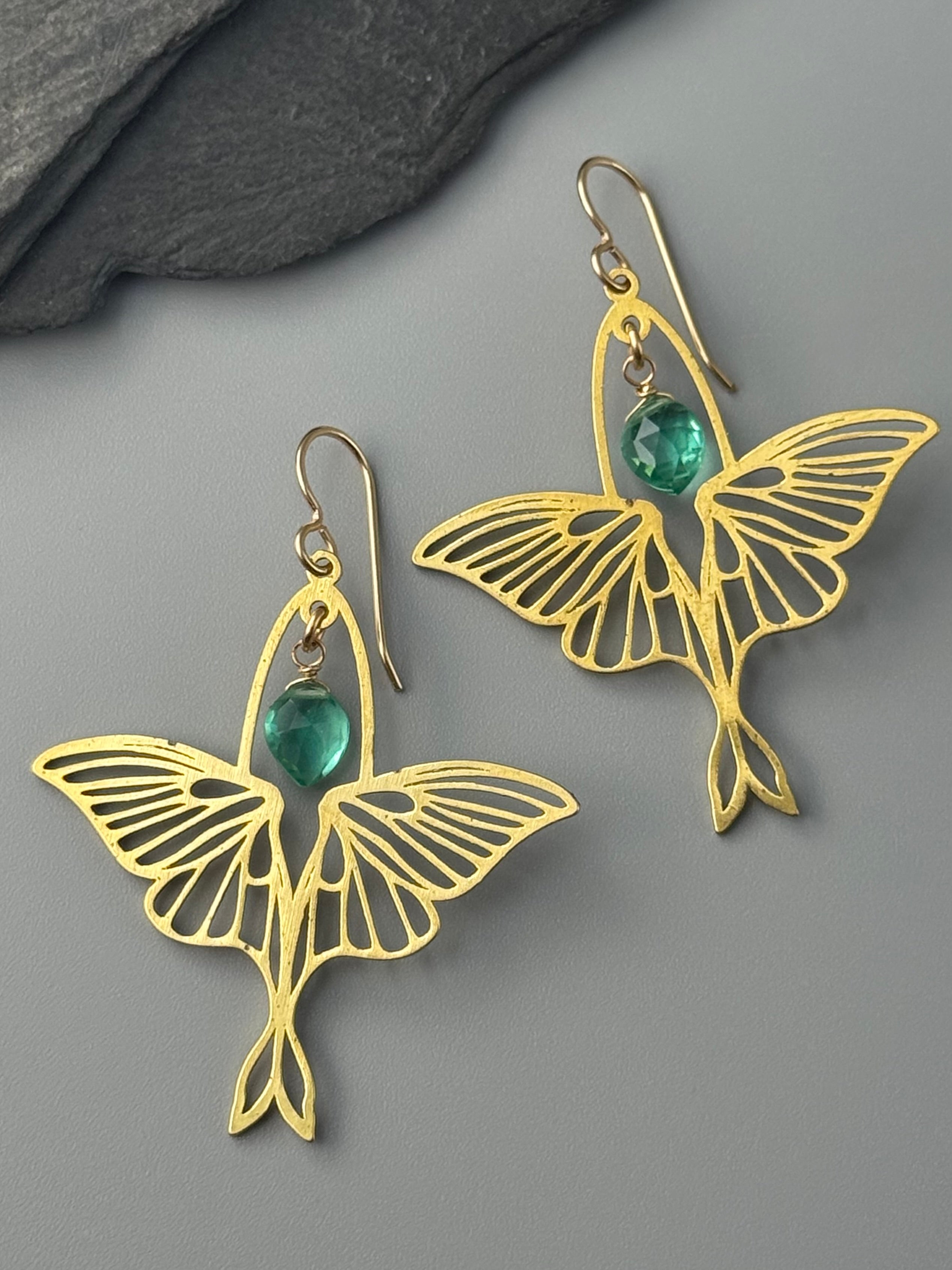 •ACTIAS• paraiba quartz + gold earrings