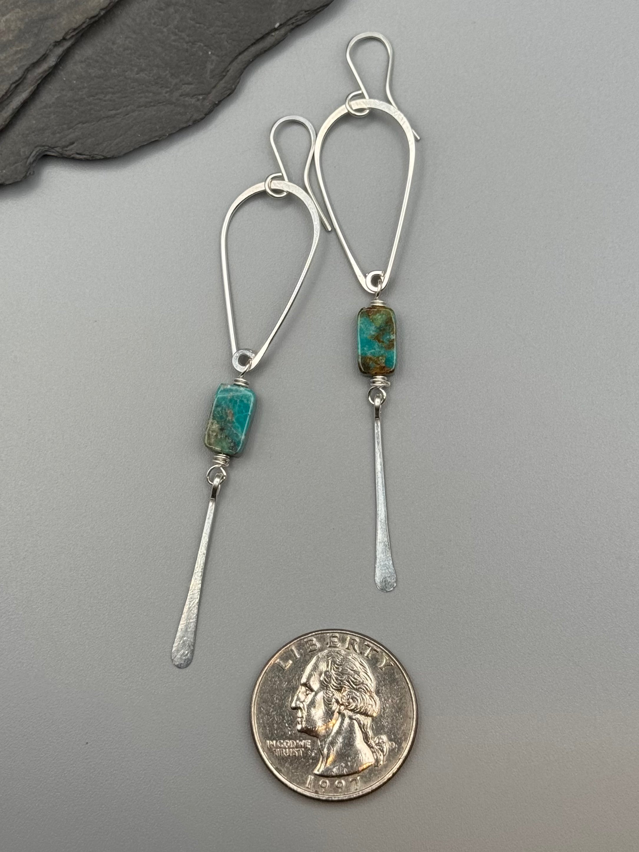 •DRIP• turquoise + silver dangle earrings