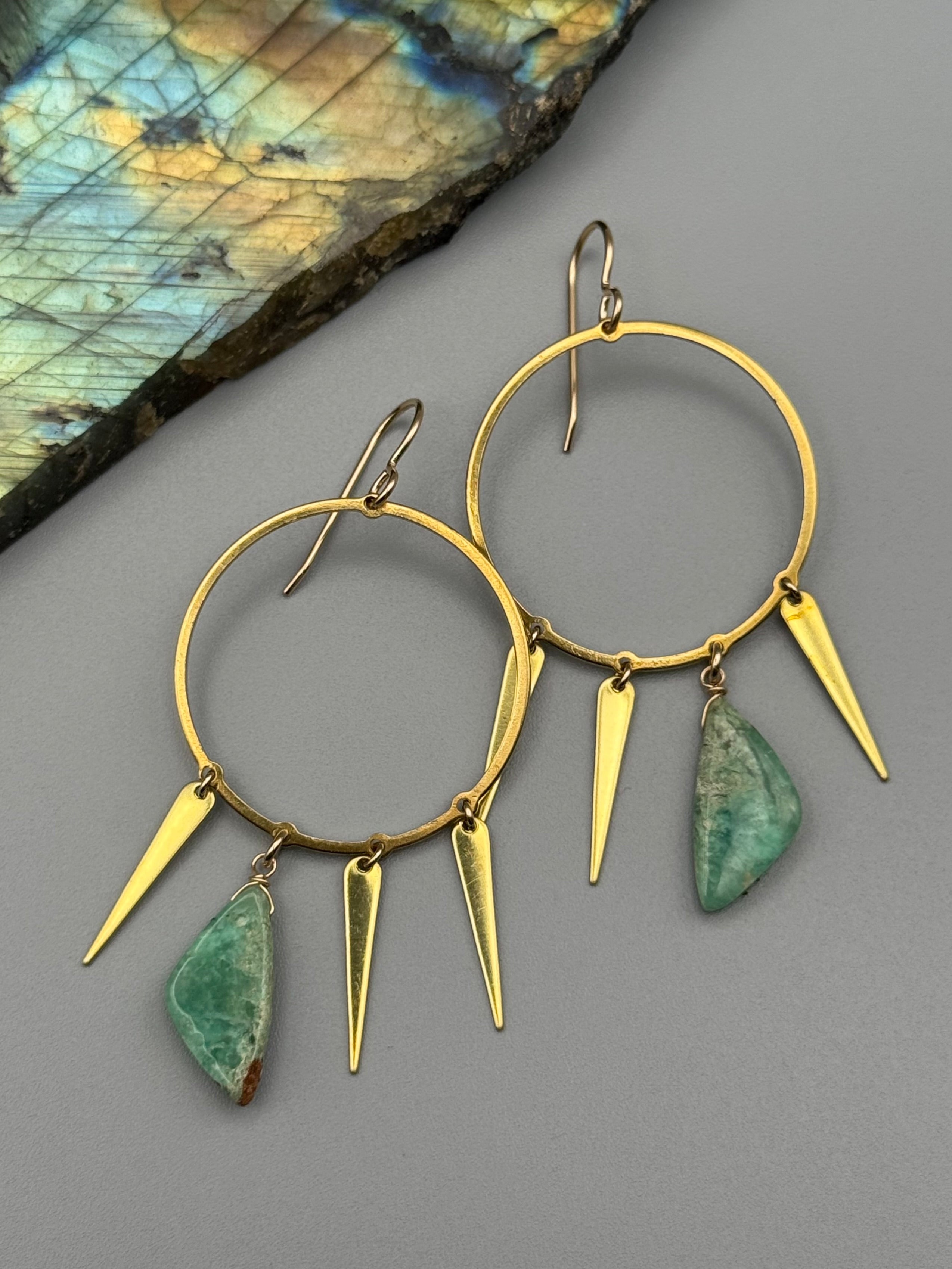 •RAIN DANCE• chrysoprase + gold earrings