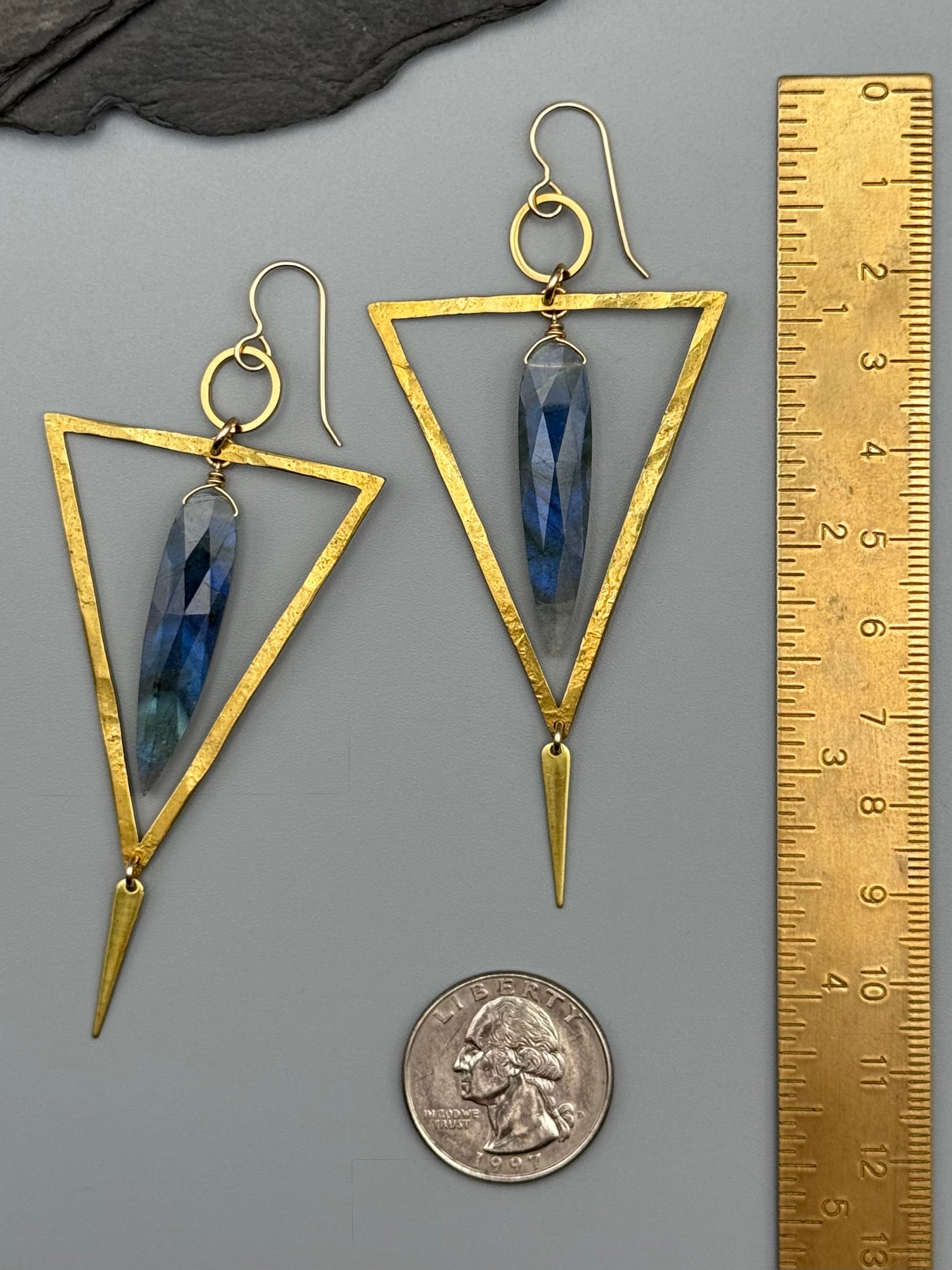 •ASET• labradorite + gold earrings