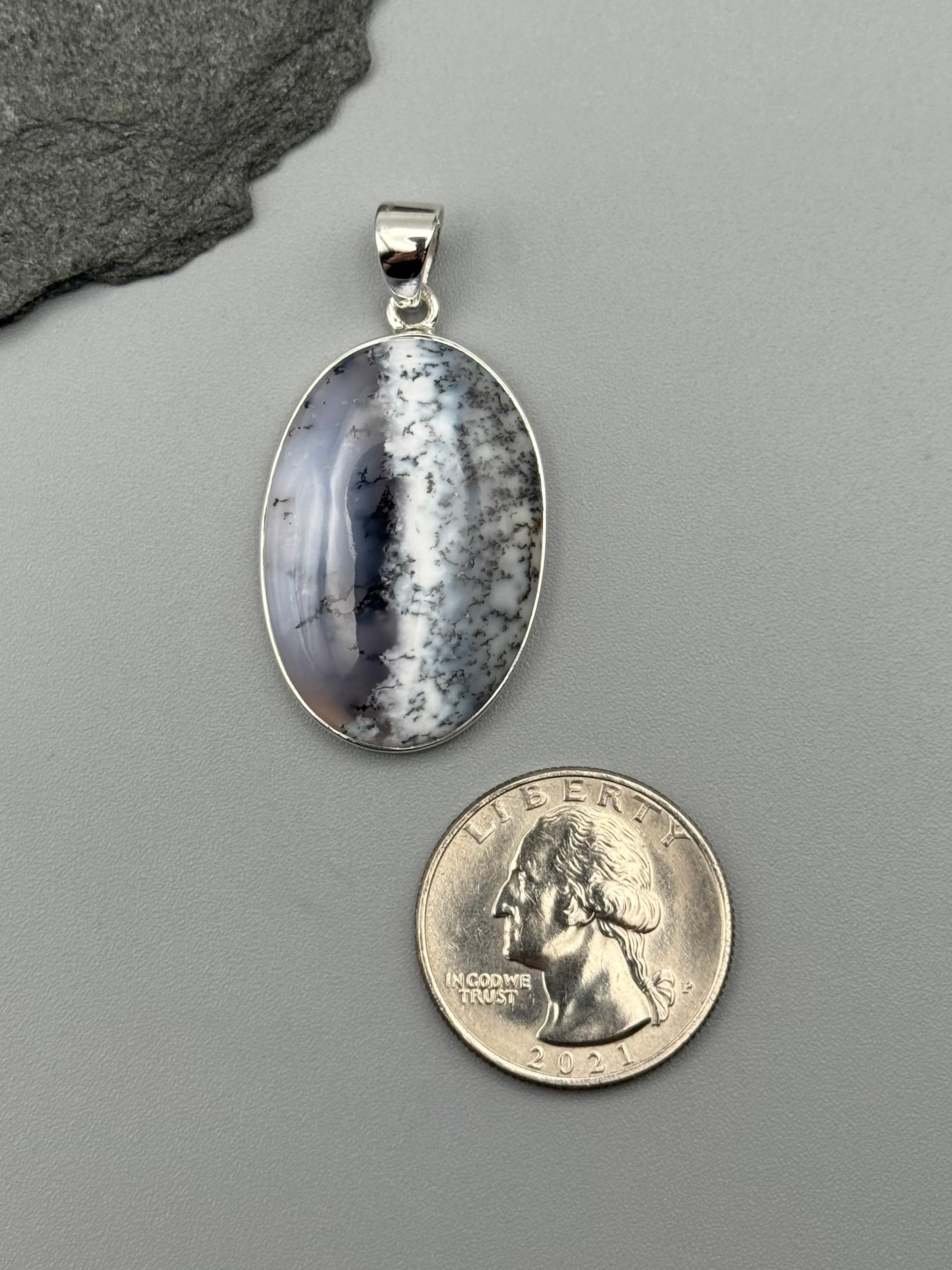 •DENDRITIC OPAL - OVAL 1• sterling silver pendant
