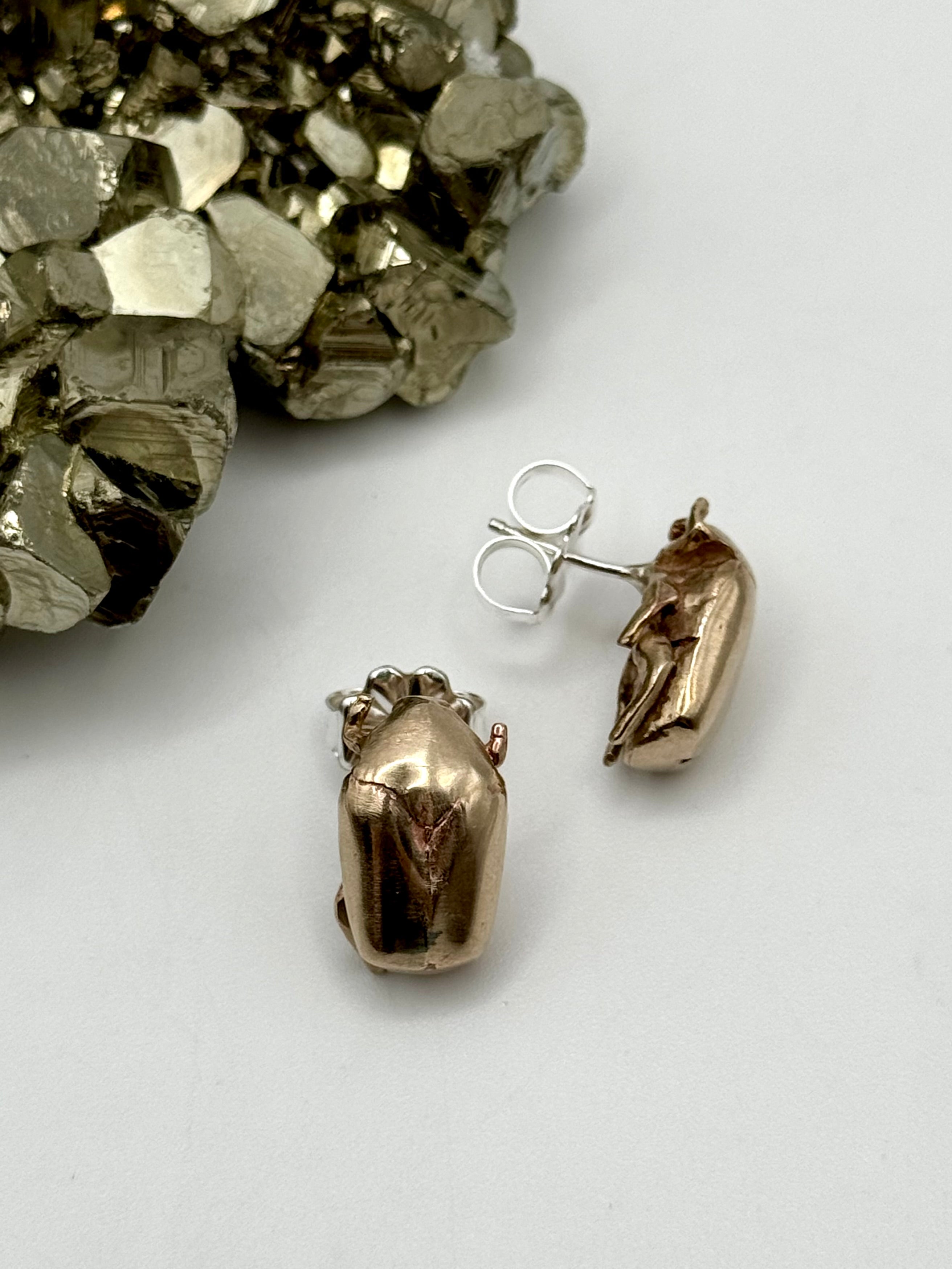 •JAPANESE BEETLE• mixed metal stud earrings