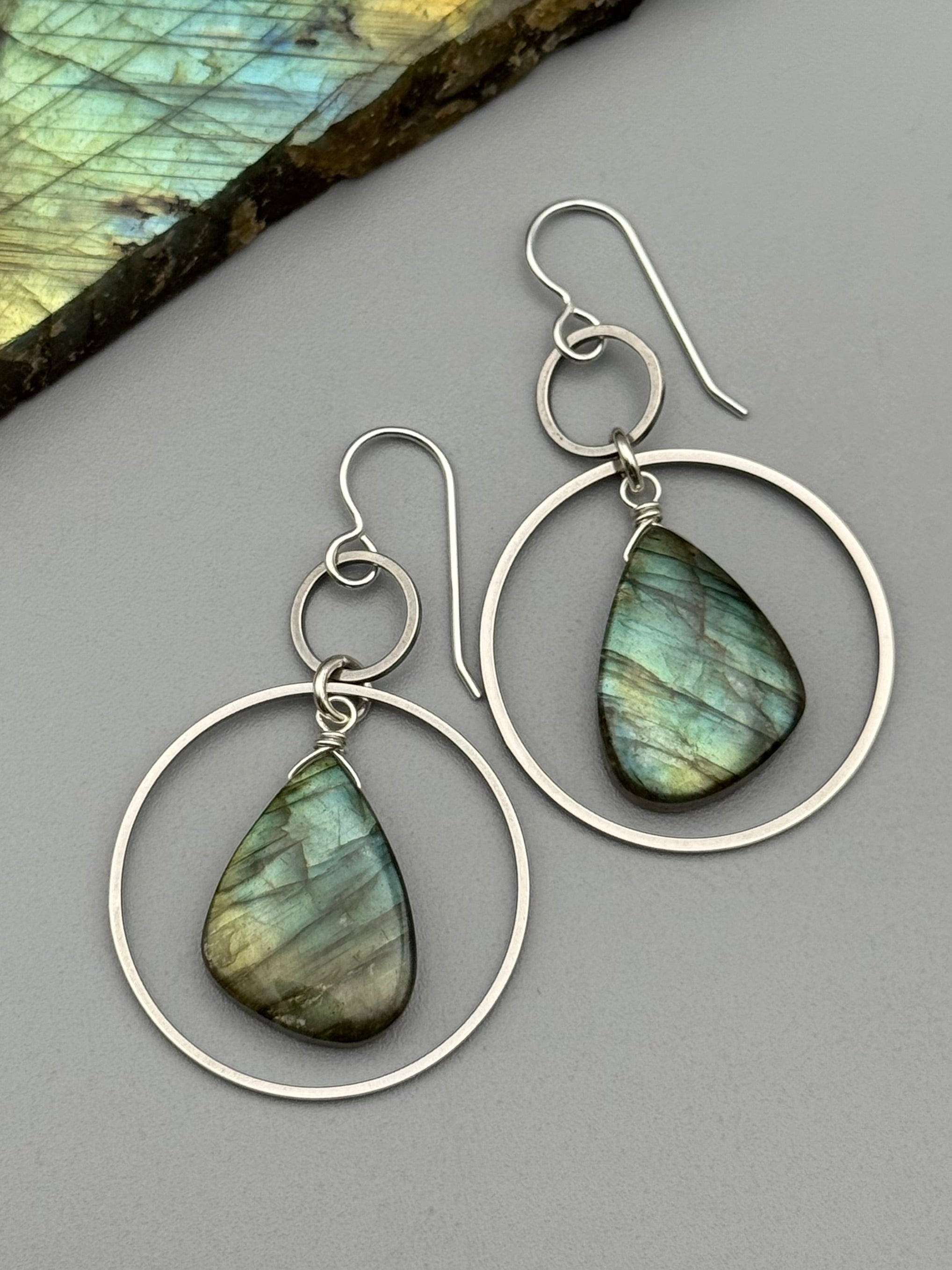 •EQUA-LUNA• labradorite wing + silver earrings