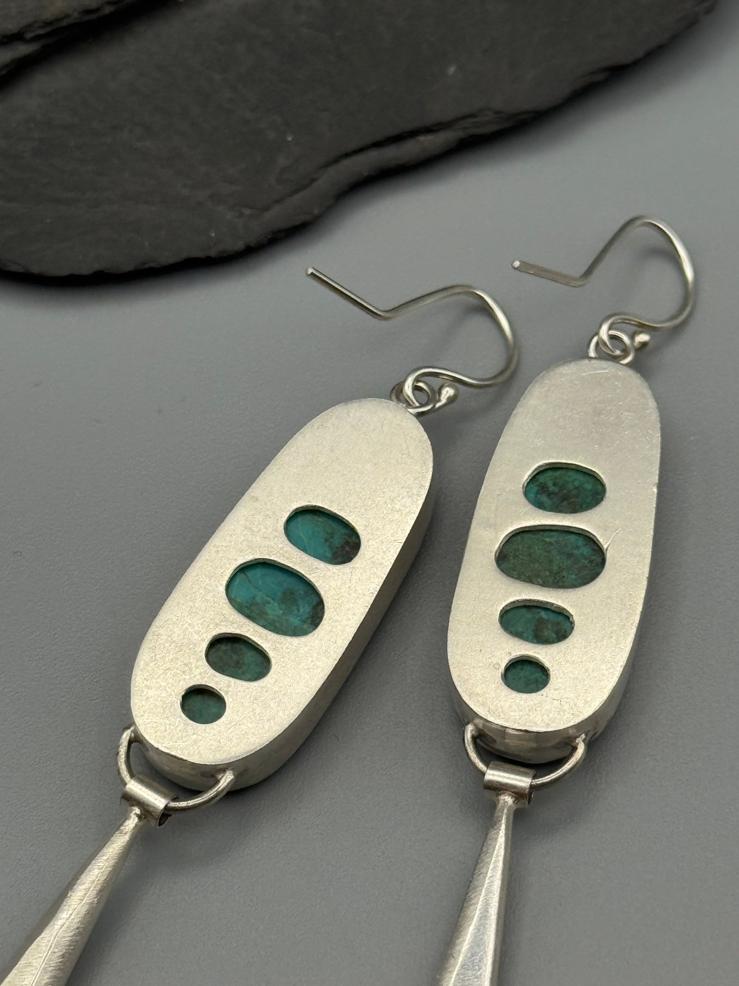 •DAGGER DROP• chrysocolla + silver dangle earrings